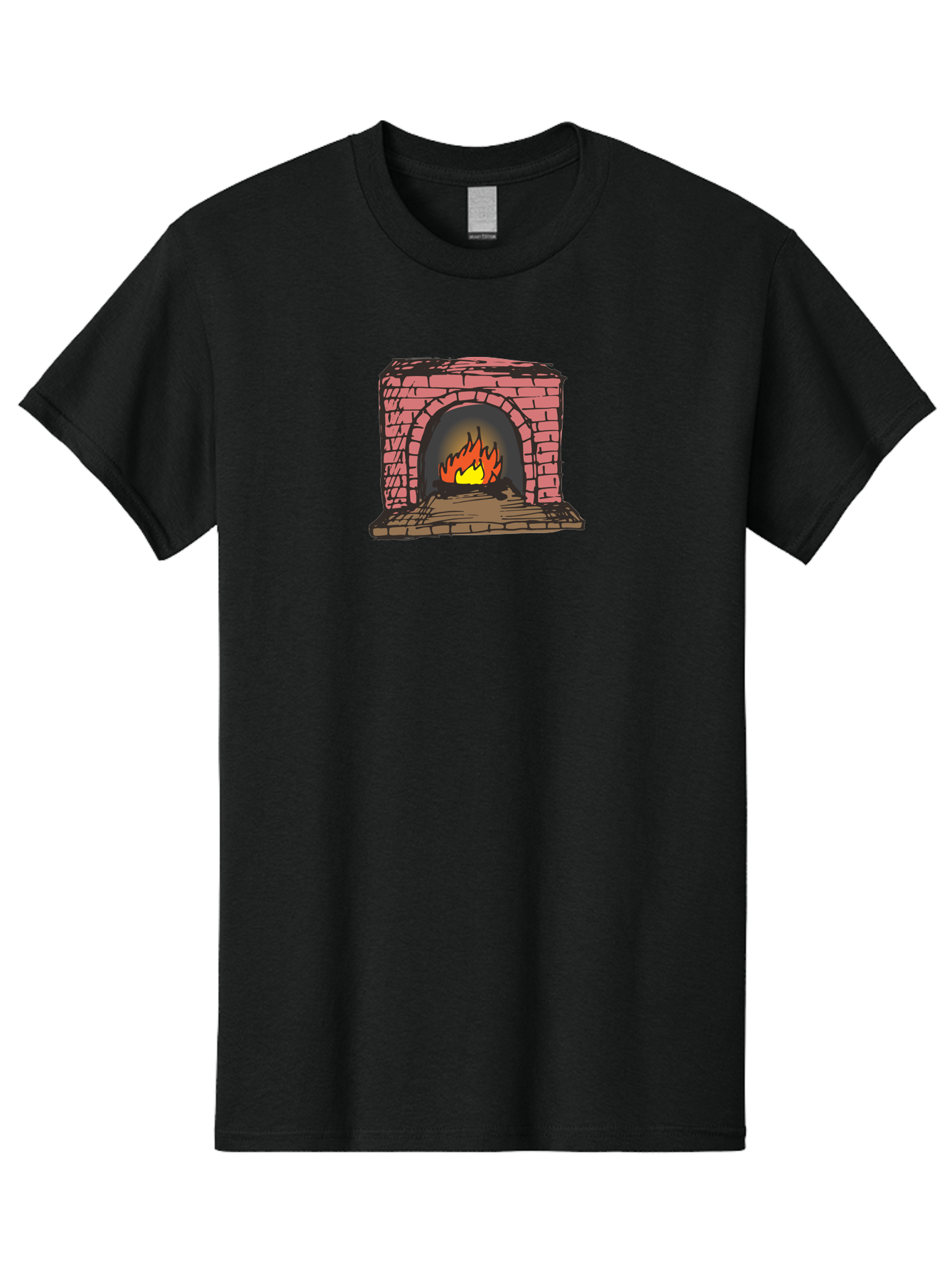 Fireplace-1 Men'S Graphic Tee, 100% Cotton, Comfortable Casual Summer Wear, Machine Washable, Cozy Fireplace, Burning Fire, Warm Flames, Brick Structure, Wooden Logs, Burning Wood, Warm Ambiance, Crackling Fire -  Aaa879