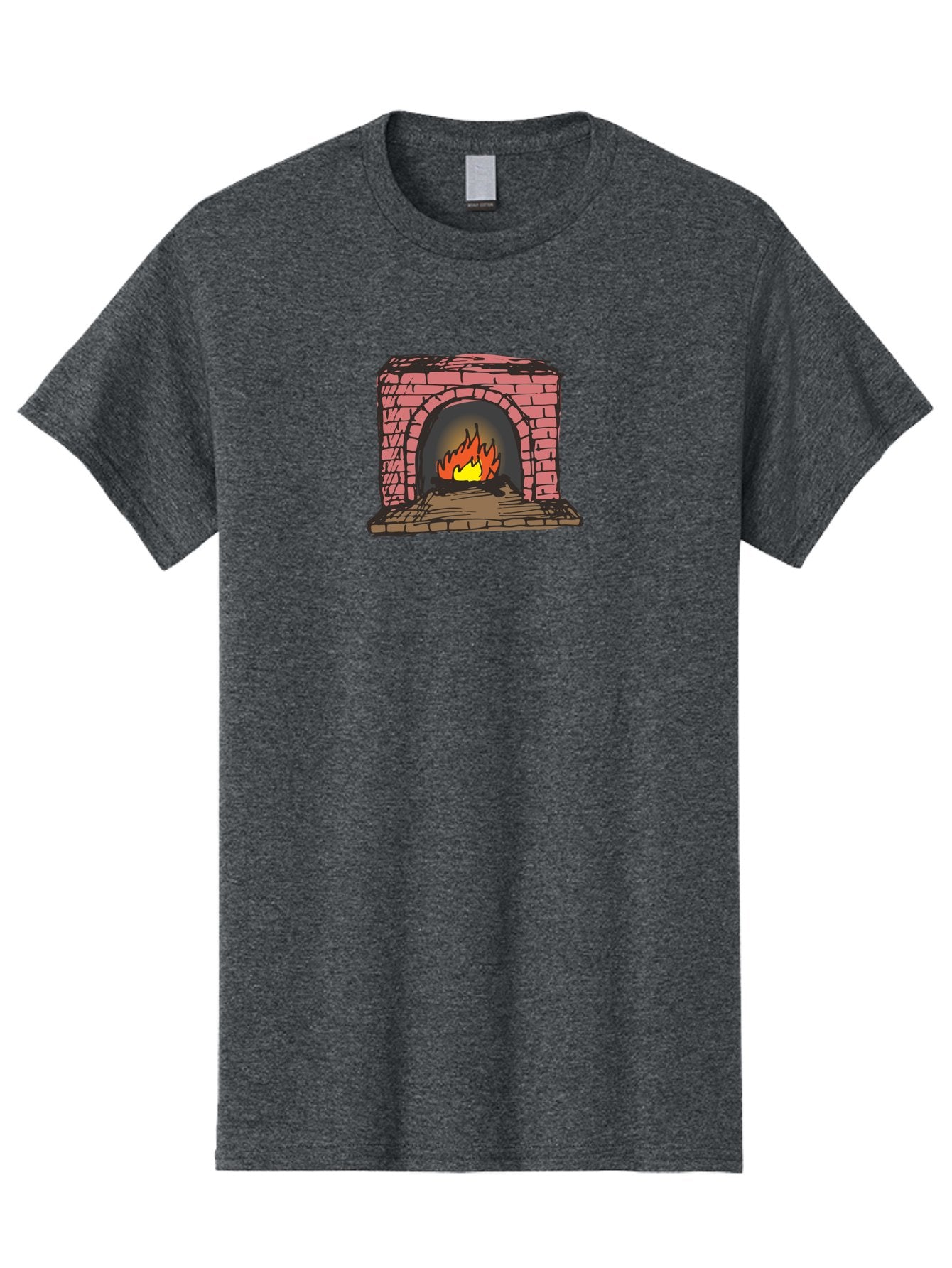 Fireplace-1 Men'S Graphic Tee, 100% Cotton, Comfortable Casual Summer Wear, Machine Washable, Cozy Fireplace, Burning Fire, Warm Flames, Brick Structure, Wooden Logs, Burning Wood, Warm Ambiance, Crackling Fire -  Aaa879