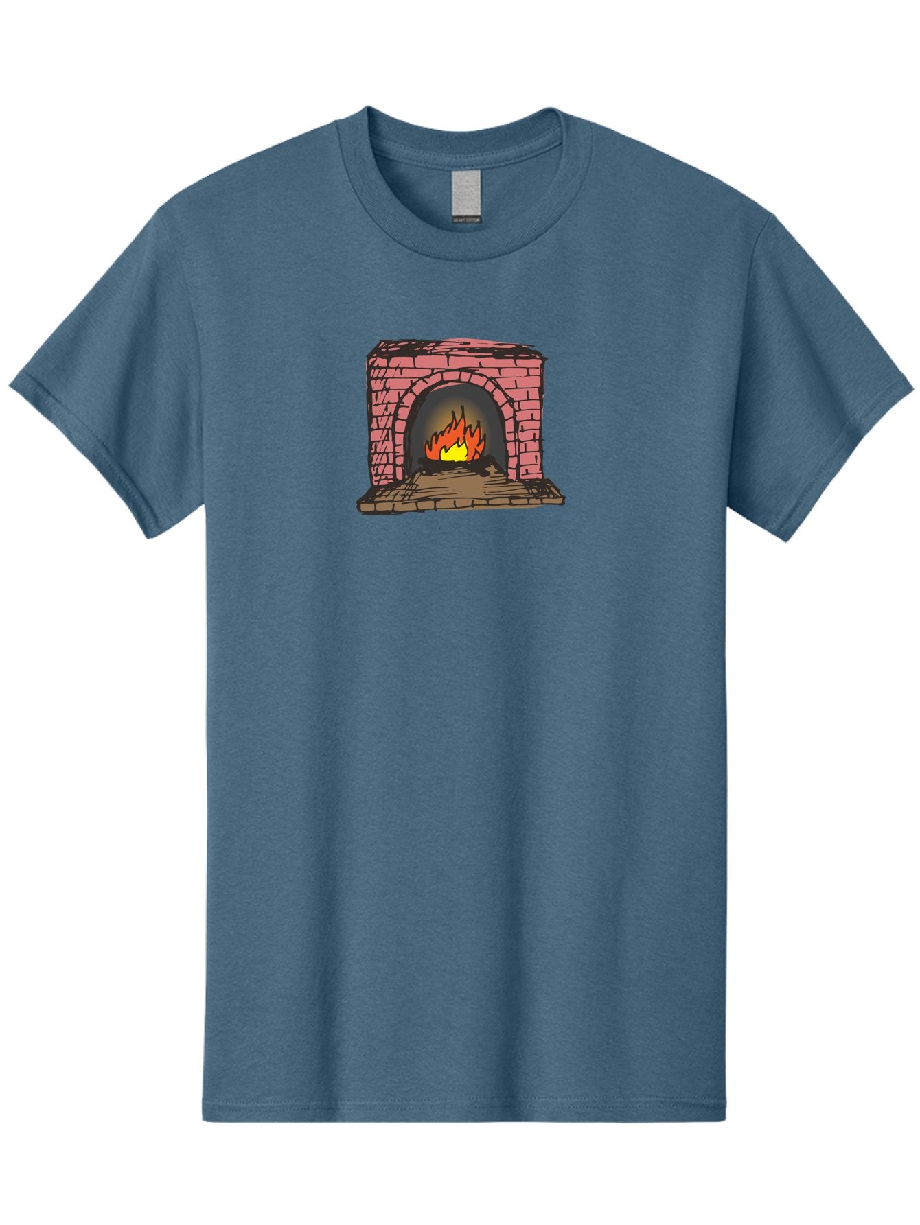 Fireplace-1 Men'S Graphic Tee, 100% Cotton, Comfortable Casual Summer Wear, Machine Washable, Cozy Fireplace, Burning Fire, Warm Flames, Brick Structure, Wooden Logs, Burning Wood, Warm Ambiance, Crackling Fire -  Aaa879 12