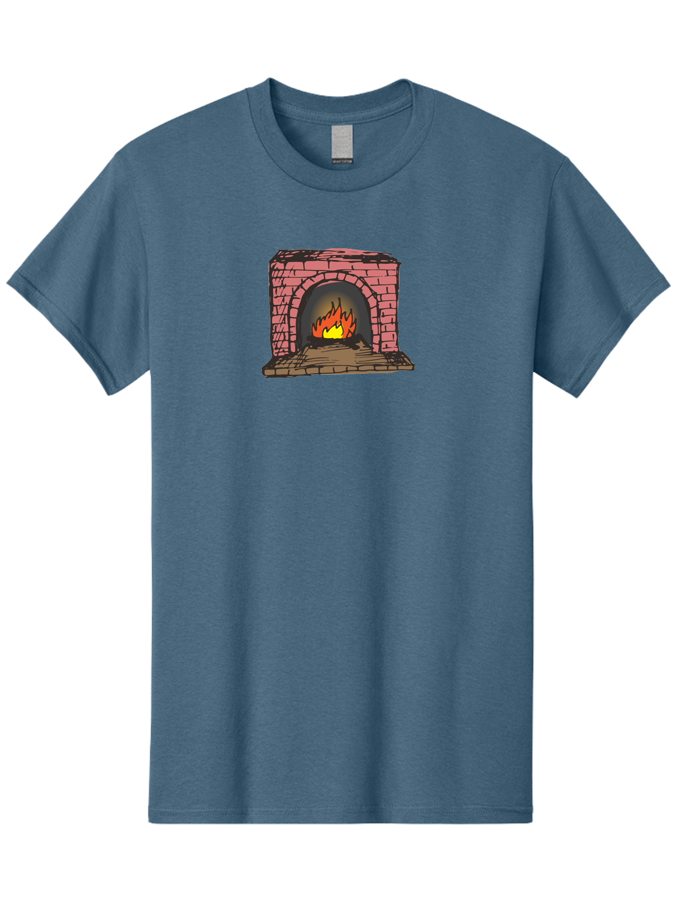 Fireplace-1 Men'S Graphic Tee, 100% Cotton, Comfortable Casual Summer Wear, Machine Washable, Cozy Fireplace, Burning Fire, Warm Flames, Brick Structure, Wooden Logs, Burning Wood, Warm Ambiance, Crackling Fire -  Aaa879 11