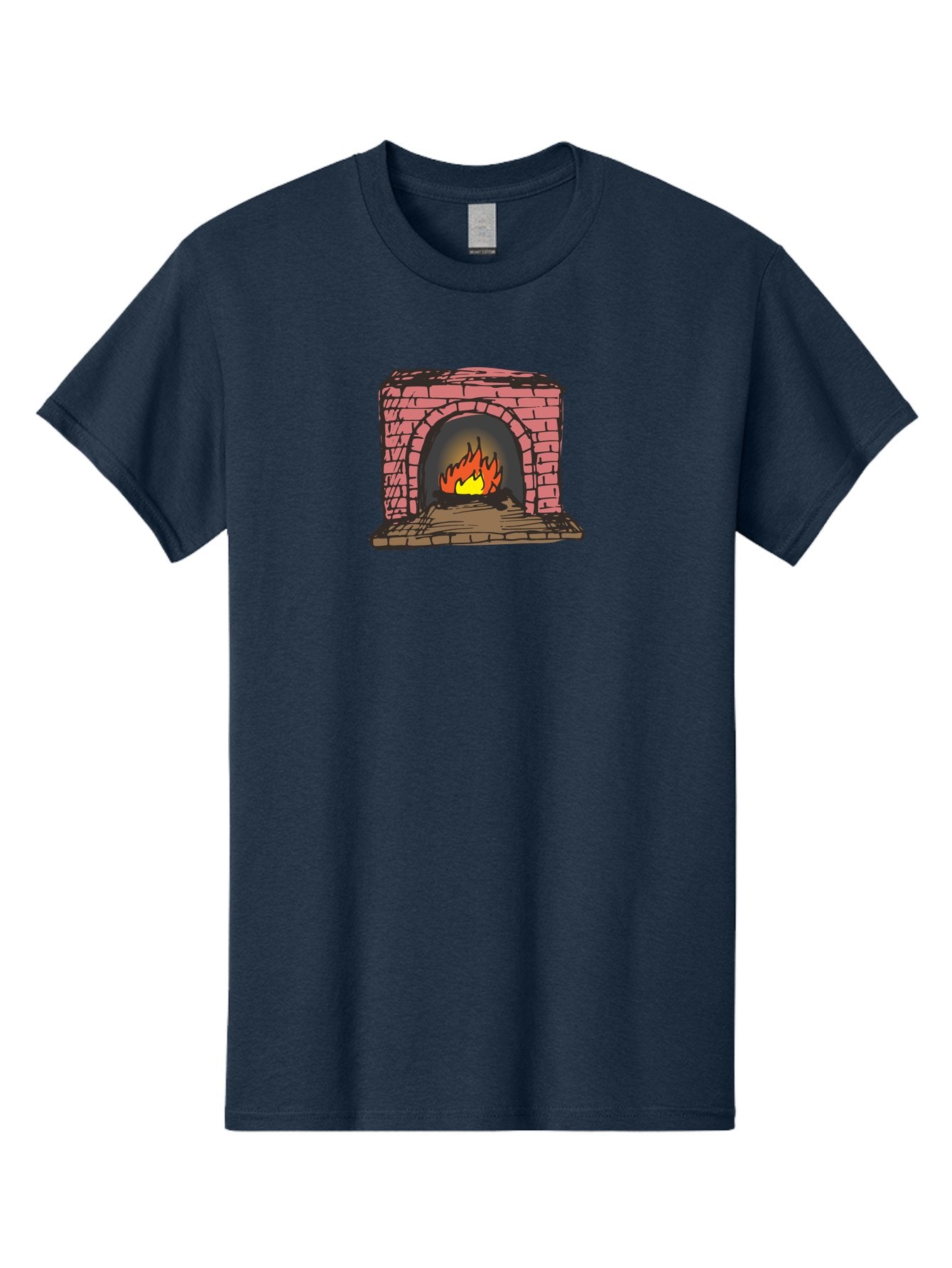 Fireplace-1 Men'S Graphic Tee, 100% Cotton, Comfortable Casual Summer Wear, Machine Washable, Cozy Fireplace, Burning Fire, Warm Flames, Brick Structure, Wooden Logs, Burning Wood, Warm Ambiance, Crackling Fire -  Aaa879 3