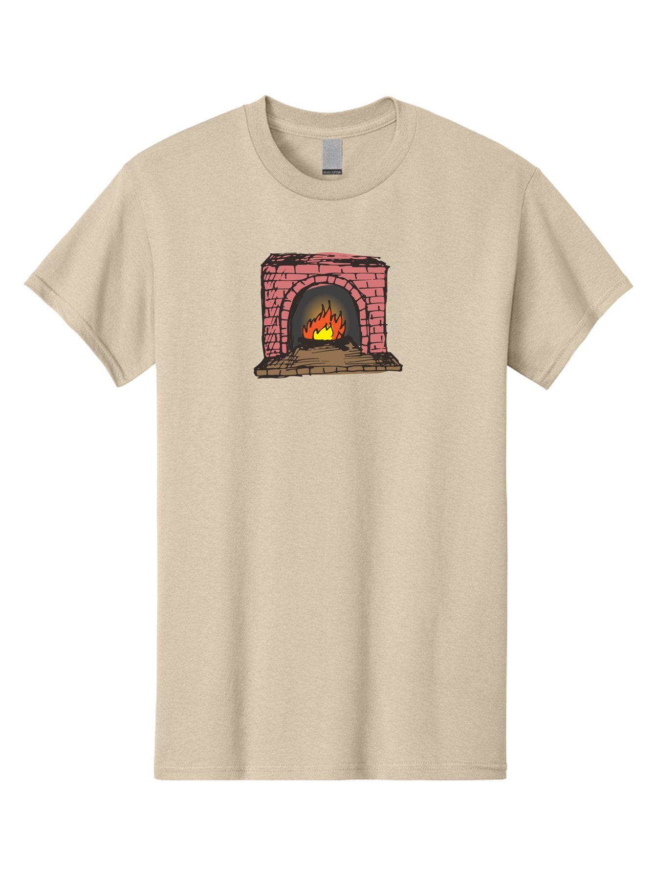 Fireplace-1 Men'S Graphic Tee, 100% Cotton, Comfortable Casual Summer Wear, Machine Washable, Cozy Fireplace, Burning Fire, Warm Flames, Brick Structure, Wooden Logs, Burning Wood, Warm Ambiance, Crackling Fire -  Aaa879 10