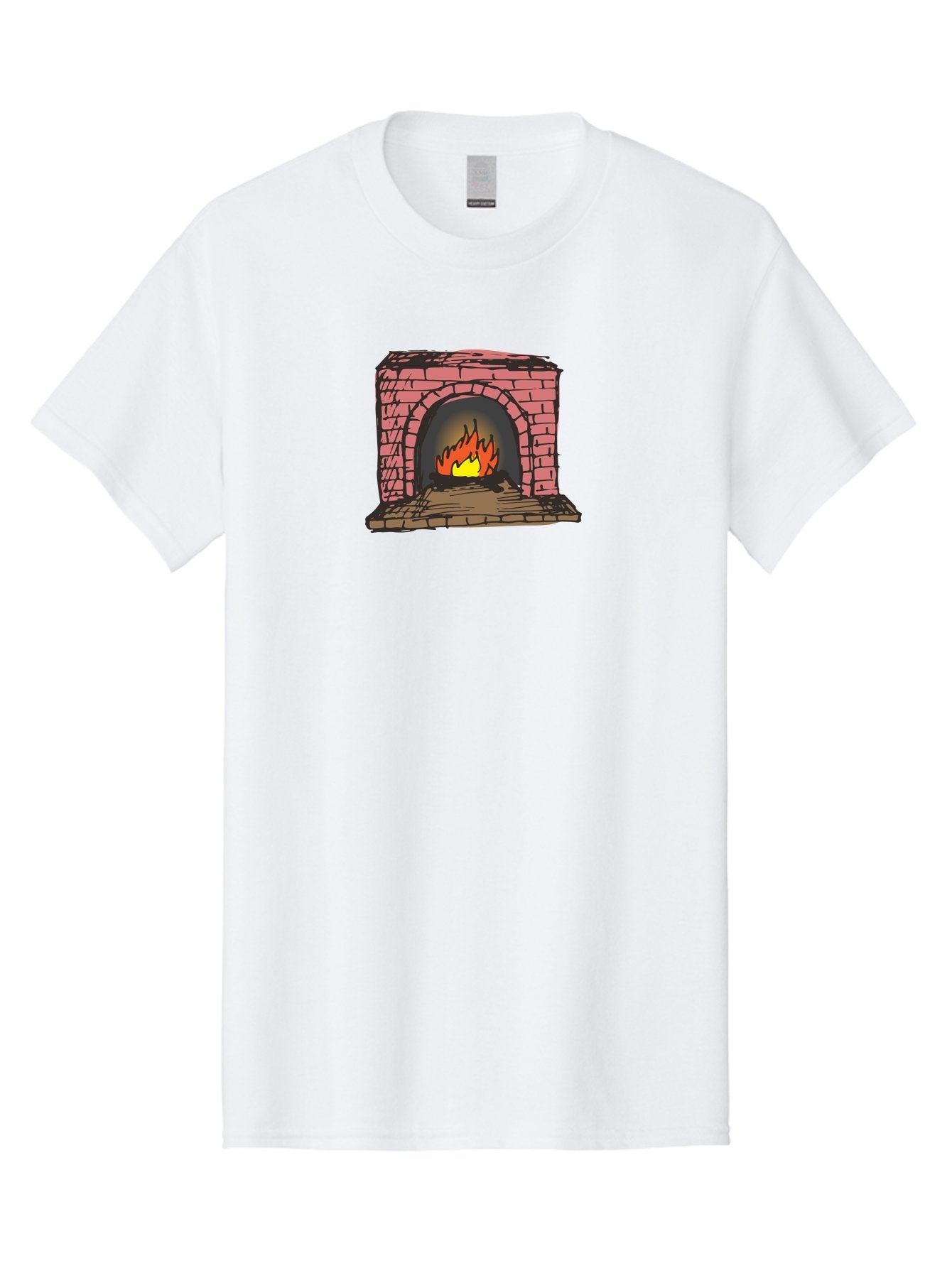 Fireplace-1 Men'S Graphic Tee, 100% Cotton, Comfortable Casual Summer Wear, Machine Washable, Cozy Fireplace, Burning Fire, Warm Flames, Brick Structure, Wooden Logs, Burning Wood, Warm Ambiance, Crackling Fire -  Aaa879 5
