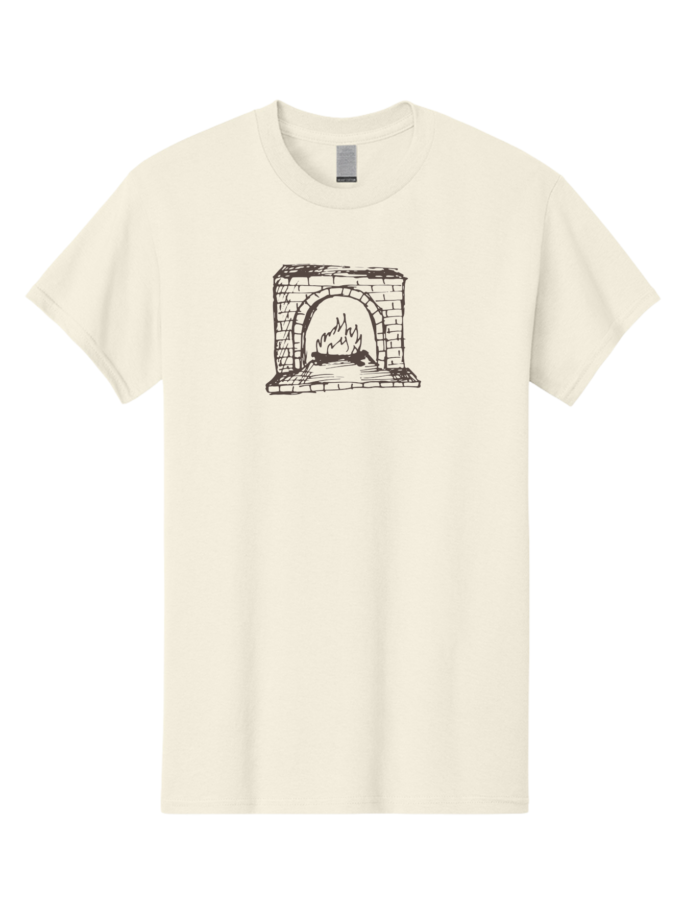 Fireplace Men'S Graphic Tee, 100% Cotton, Comfortable Casual Summer Wear, Machine Washable, Fireplace With Burning Fire, Brick Structure, Cozy Ambiance, Warm Flames, Crackling Fire, Sketchy Illustration, Simple Design, -  Aaa880 17