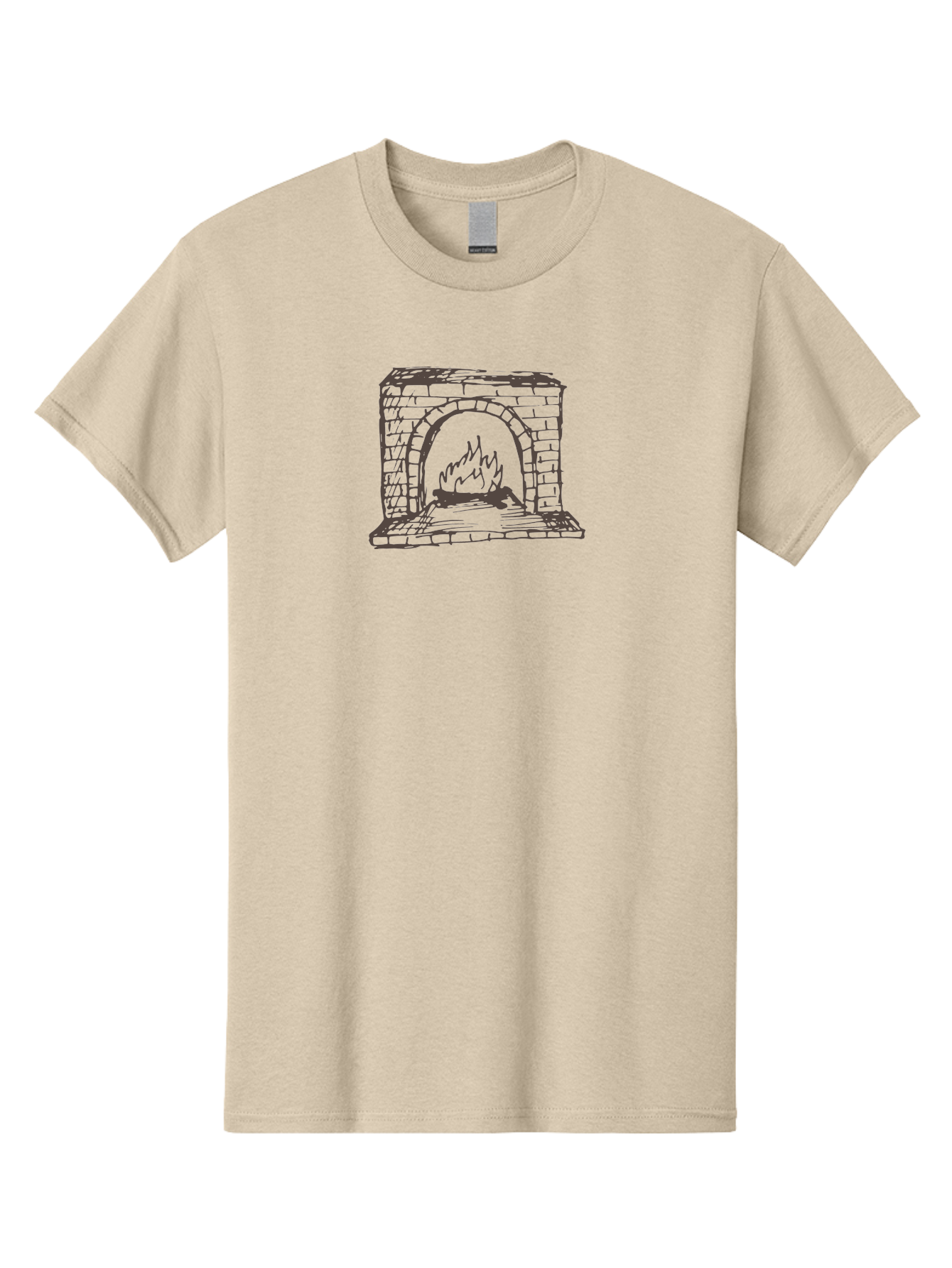Fireplace Men'S Graphic Tee, 100% Cotton, Comfortable Casual Summer Wear, Machine Washable, Fireplace With Burning Fire, Brick Structure, Cozy Ambiance, Warm Flames, Crackling Fire, Sketchy Illustration, Simple Design, -  Aaa880 27