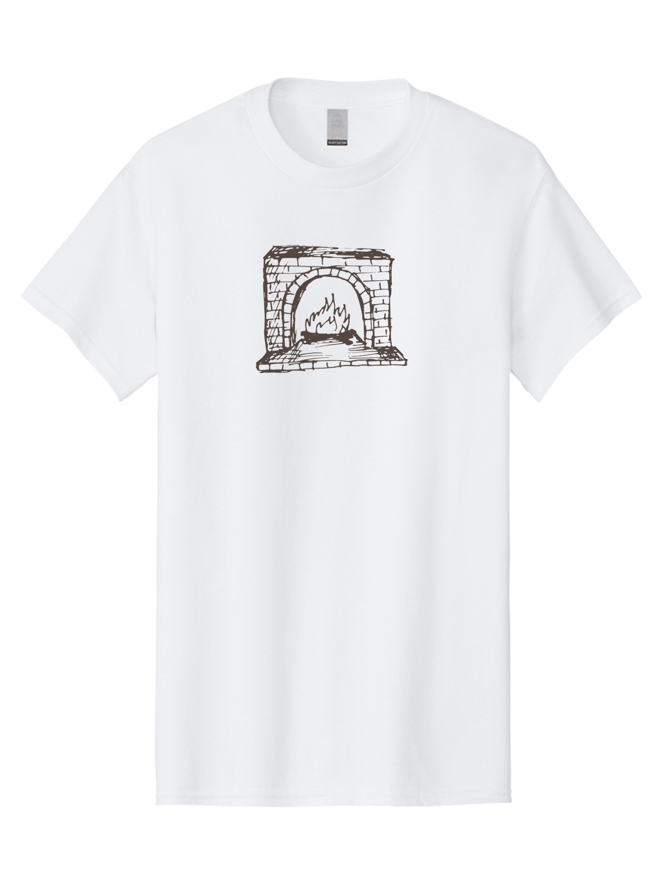 Fireplace Men'S Graphic Tee, 100% Cotton, Comfortable Casual Summer Wear, Machine Washable, Fireplace With Burning Fire, Brick Structure, Cozy Ambiance, Warm Flames, Crackling Fire, Sketchy Illustration, Simple Design, -  Aaa880 29