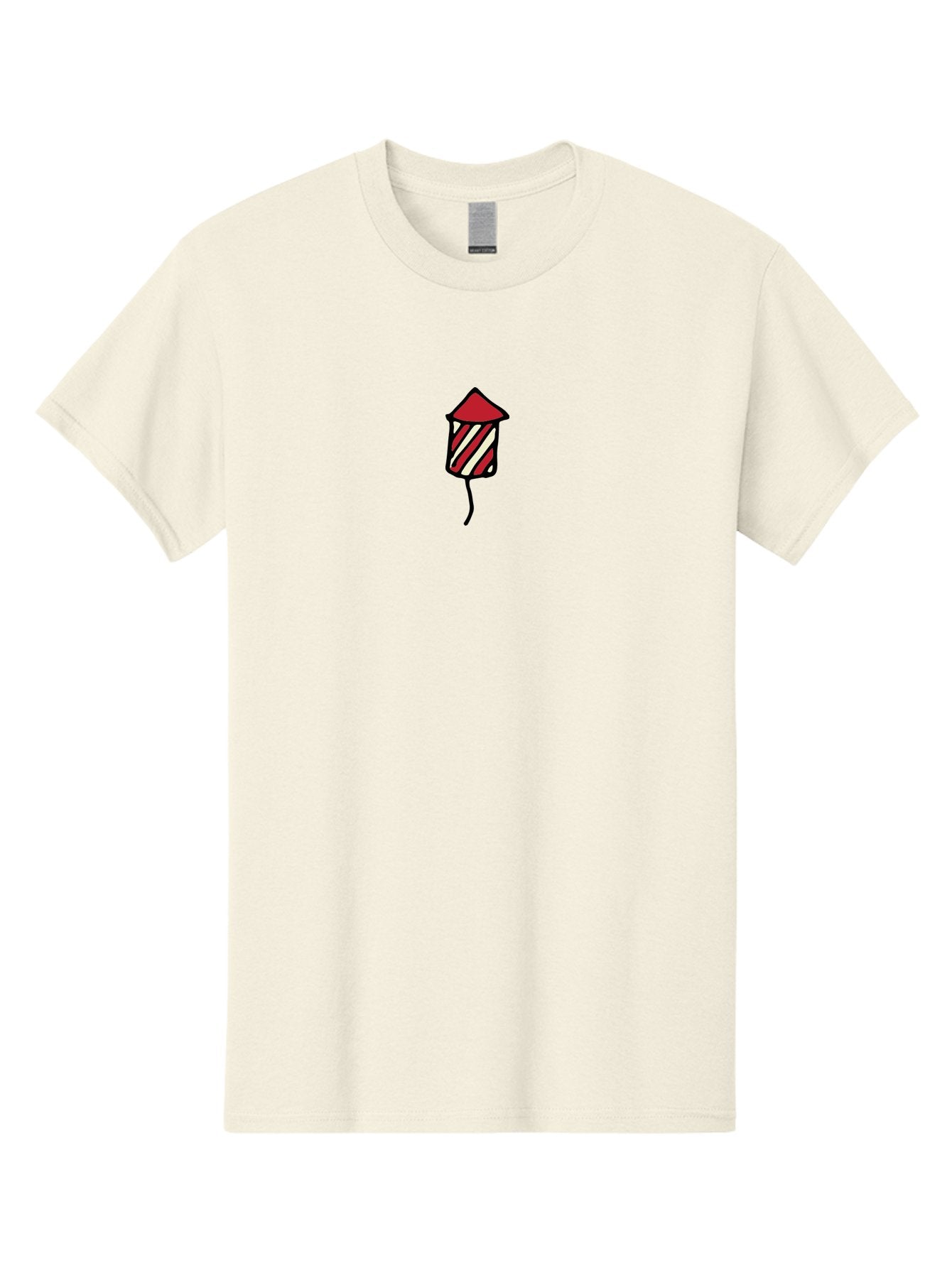 Firework Men'S Graphic Tee, 100% Cotton, Comfortable Casual Summer Wear, Machine Washable, Firework Illustration, Red And White Stripes, Festive Celebration, Cartoon Style, Simple Design, Holiday Theme, Vibrant Colors -  Aaa881 12