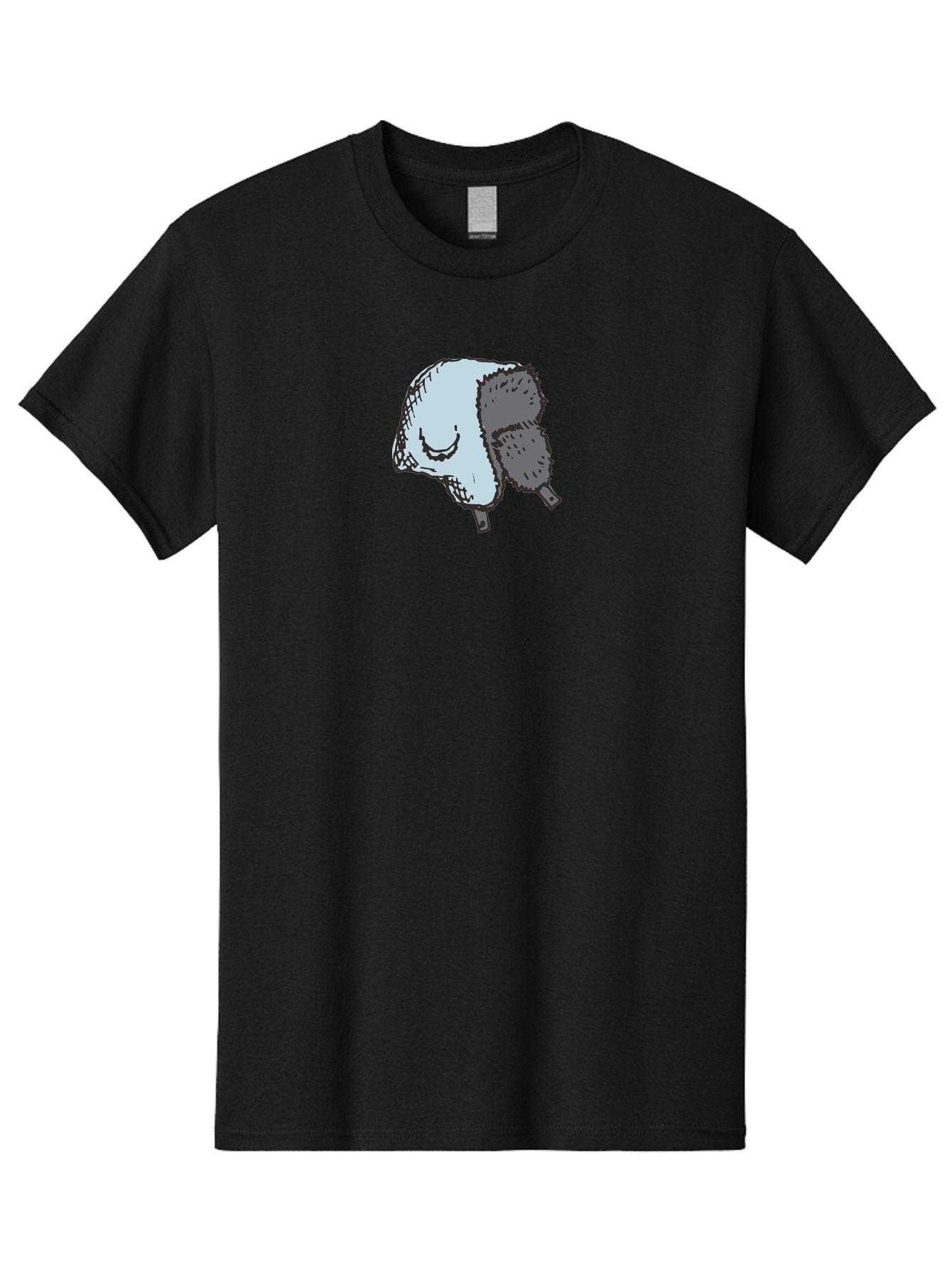 Fleece-Headband Men'S Graphic Tee, 100% Cotton, Comfortable Casual Summer Wear, Machine Washable, Cartoon Shearwater, Seabird Illustration, Simple Artwork, Grey Bird, Cute Smile, Avian Species, Marine Life, Bird Watching, Wildlife, -  Aaa884