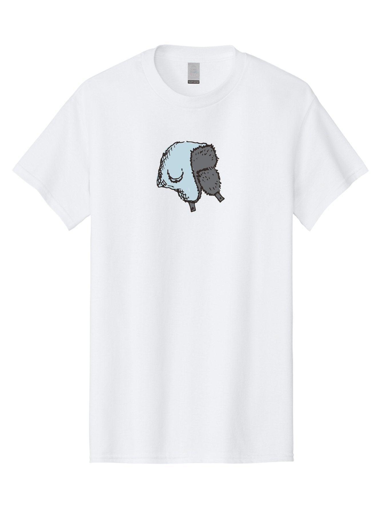 Fleece-Headband Men'S Graphic Tee, 100% Cotton, Comfortable Casual Summer Wear, Machine Washable, Cartoon Shearwater, Seabird Illustration, Simple Artwork, Grey Bird, Cute Smile, Avian Species, Marine Life, Bird Watching, Wildlife, -  Aaa884