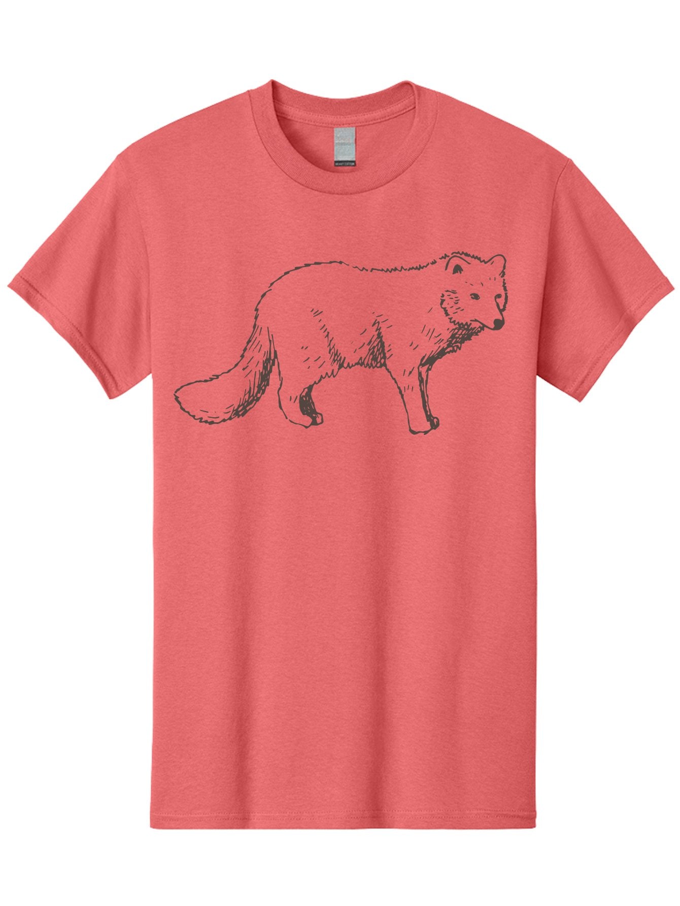 Fox Men'S Graphic Tee, 100% Cotton, Comfortable Casual Summer Wear, Machine Washable, Hand-Drawn Fox, Wildlife Illustration, Animal Art, Sketch Of A Fox, Furry Creature, Wild Animal, Cute Fox, Cartoon Style -  Aaa885