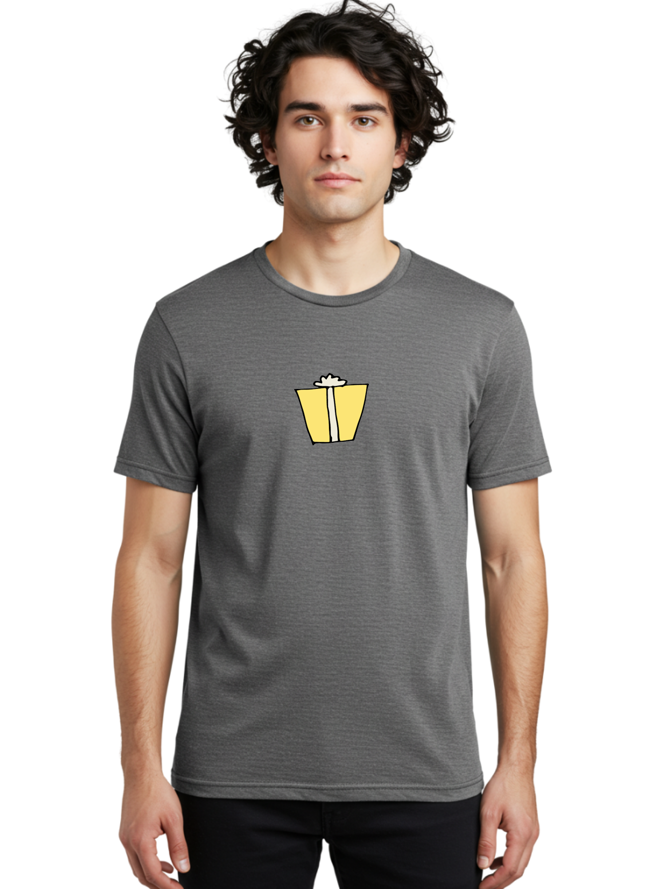 Gift-Box-2 Men'S Graphic Tee, 100% Cotton, Comfortable Casual Summer Wear, Machine Washable, Gift Bag, Yellow Bag, White Ribbon, Present, Gift, Birthday, Celebration, Party Favor, Gift Giving, Festive -  Aaa891 10