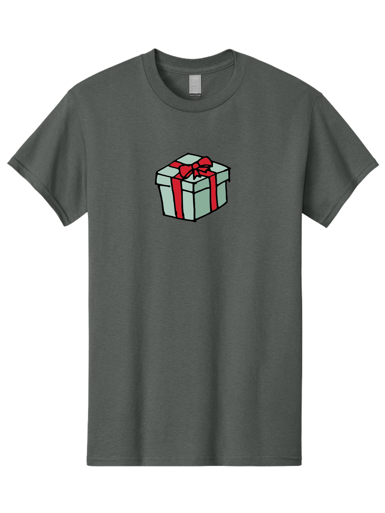 Gift-Box Men'S Graphic Tee, 100% Cotton, Comfortable Casual Summer Wear, Machine Washable, Wrapped Present, Gift Box, Red Ribbon, Festive Wrapping, Holiday Gift, Present With Bow, Gift Idea -  Aaa895 3