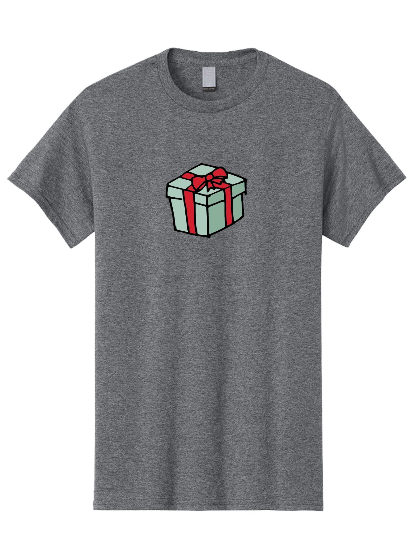 Gift-Box Men'S Graphic Tee, 100% Cotton, Comfortable Casual Summer Wear, Machine Washable, Wrapped Present, Gift Box, Red Ribbon, Festive Wrapping, Holiday Gift, Present With Bow, Gift Idea -  Aaa895
