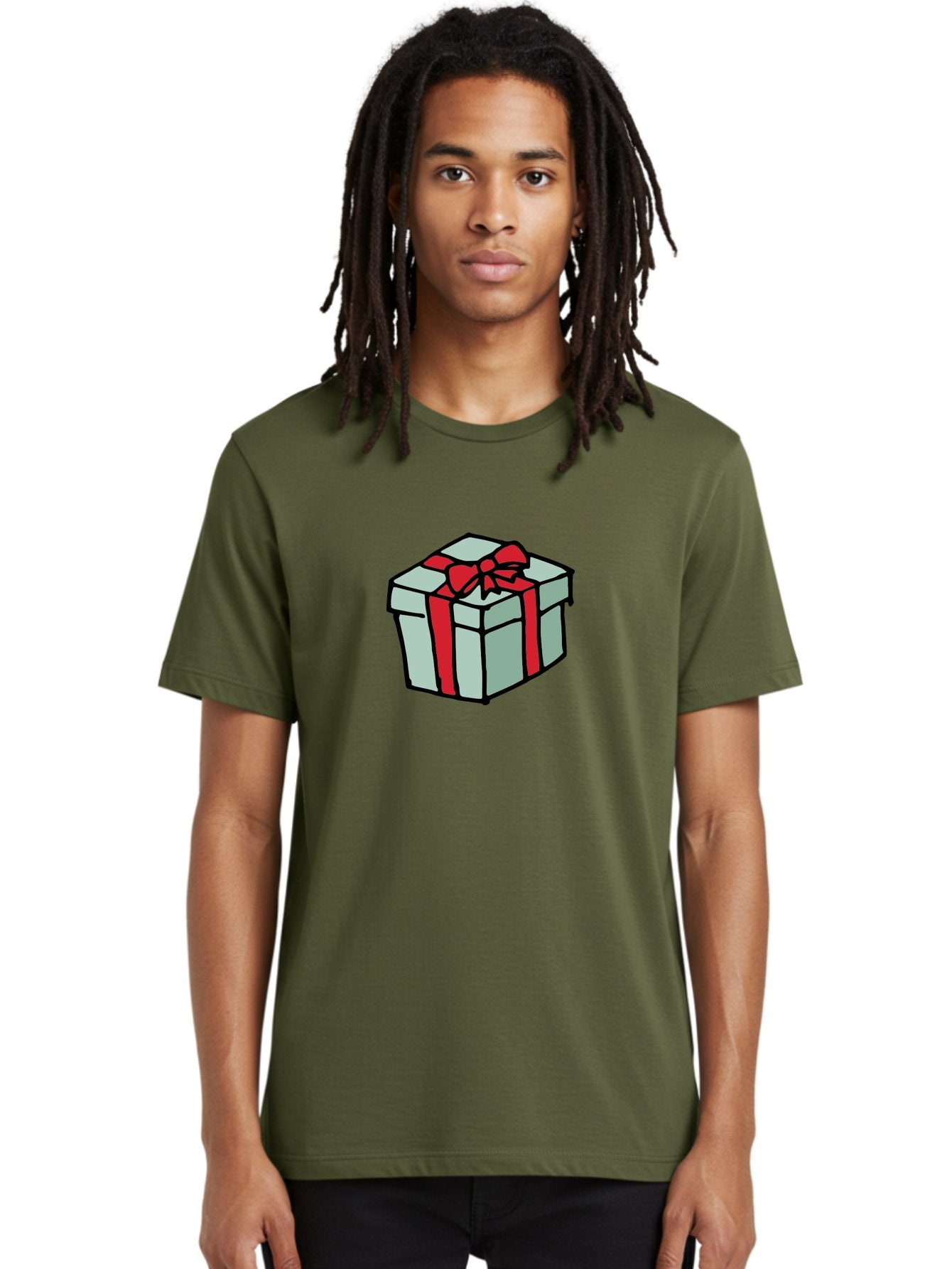 Gift-Box Men'S Graphic Tee, 100% Cotton, Comfortable Casual Summer Wear, Machine Washable, Wrapped Present, Gift Box, Red Ribbon, Festive Wrapping, Holiday Gift, Present With Bow, Gift Idea -  Aaa895 16