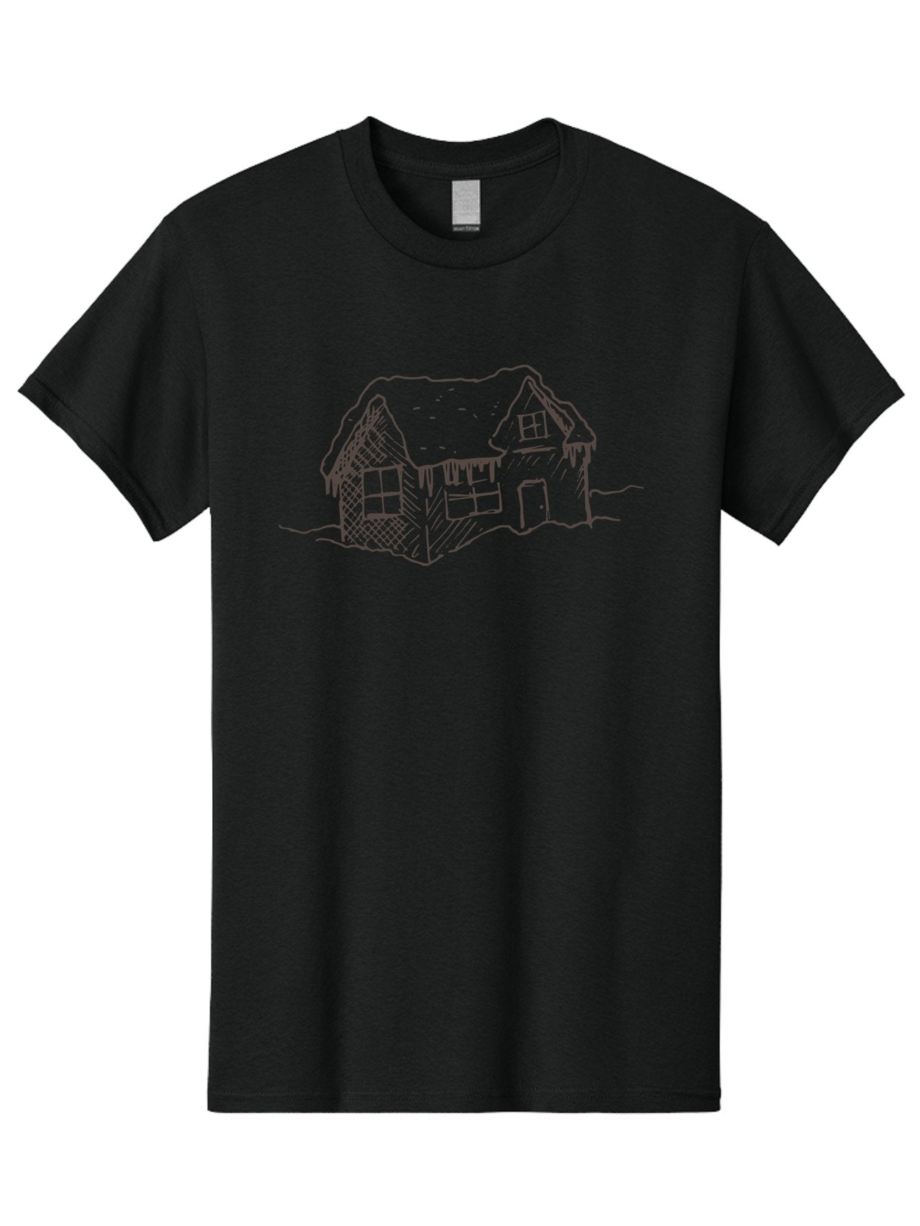 Gingerbread-House Men'S Graphic Tee, 100% Cotton, Comfortable Casual Summer Wear, Machine Washable, Whimsical House, Simple Drawing, Sketch Art, Cottage Design, Dreamy Architecture, Charming Abode, Rustic Charm, Hand-Drawn Illustration -  Aaa896 3