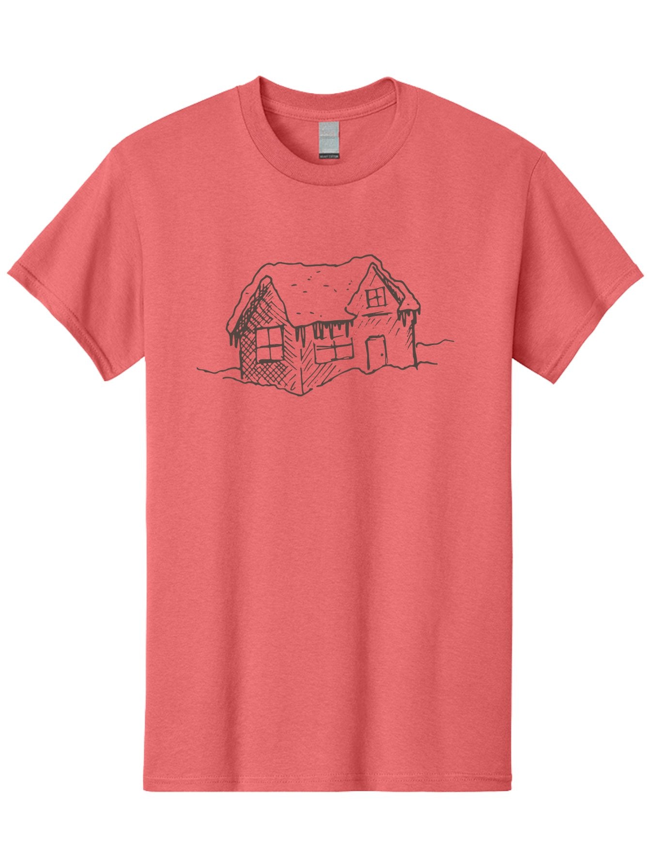 Gingerbread-House Men'S Graphic Tee, 100% Cotton, Comfortable Casual Summer Wear, Machine Washable, Whimsical House, Simple Drawing, Sketch Art, Cottage Design, Dreamy Architecture, Charming Abode, Rustic Charm, Hand-Drawn Illustration -  Aaa896 8