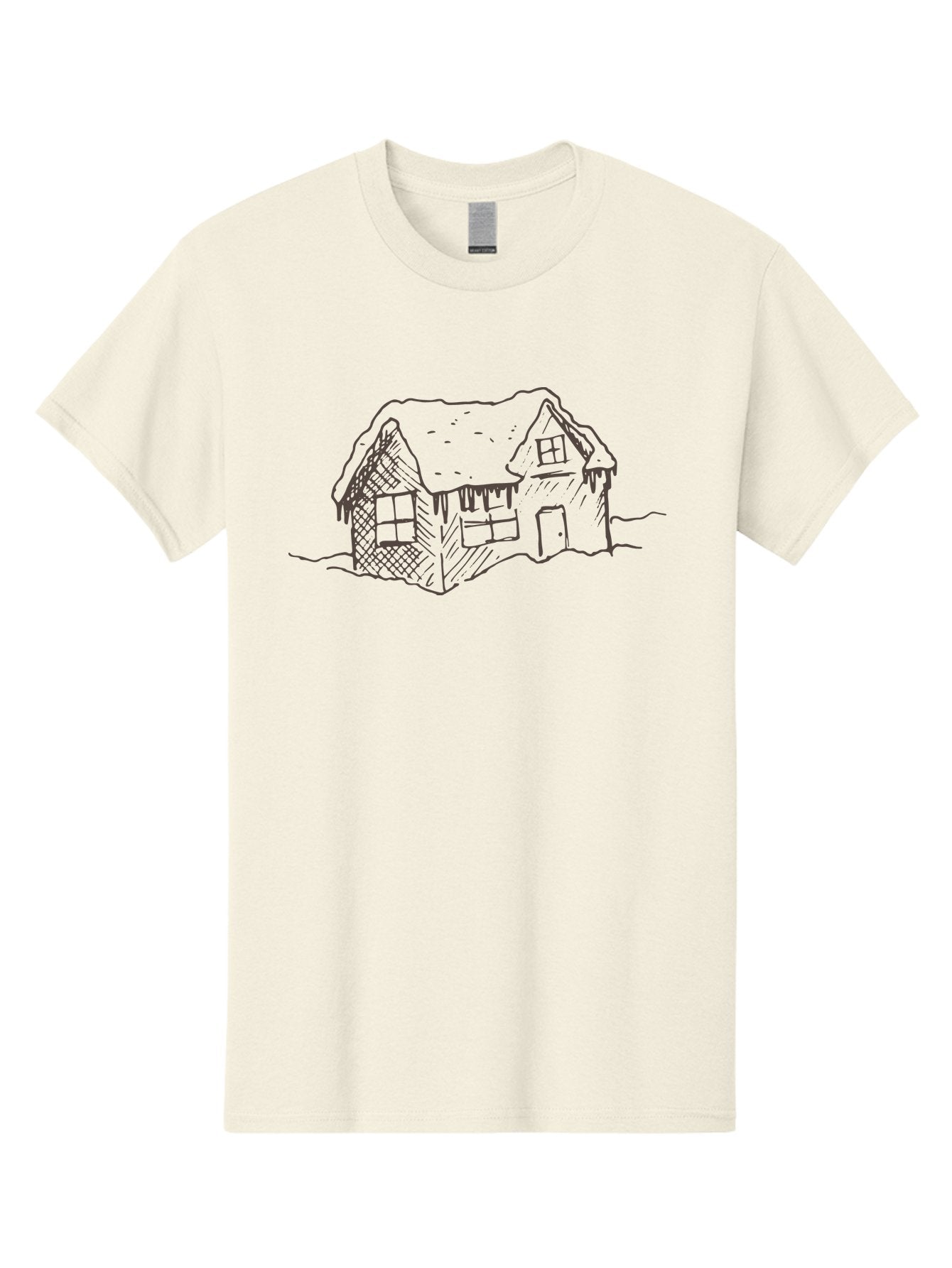 Gingerbread-House Men'S Graphic Tee, 100% Cotton, Comfortable Casual Summer Wear, Machine Washable, Whimsical House, Simple Drawing, Sketch Art, Cottage Design, Dreamy Architecture, Charming Abode, Rustic Charm, Hand-Drawn Illustration -  Aaa896 13