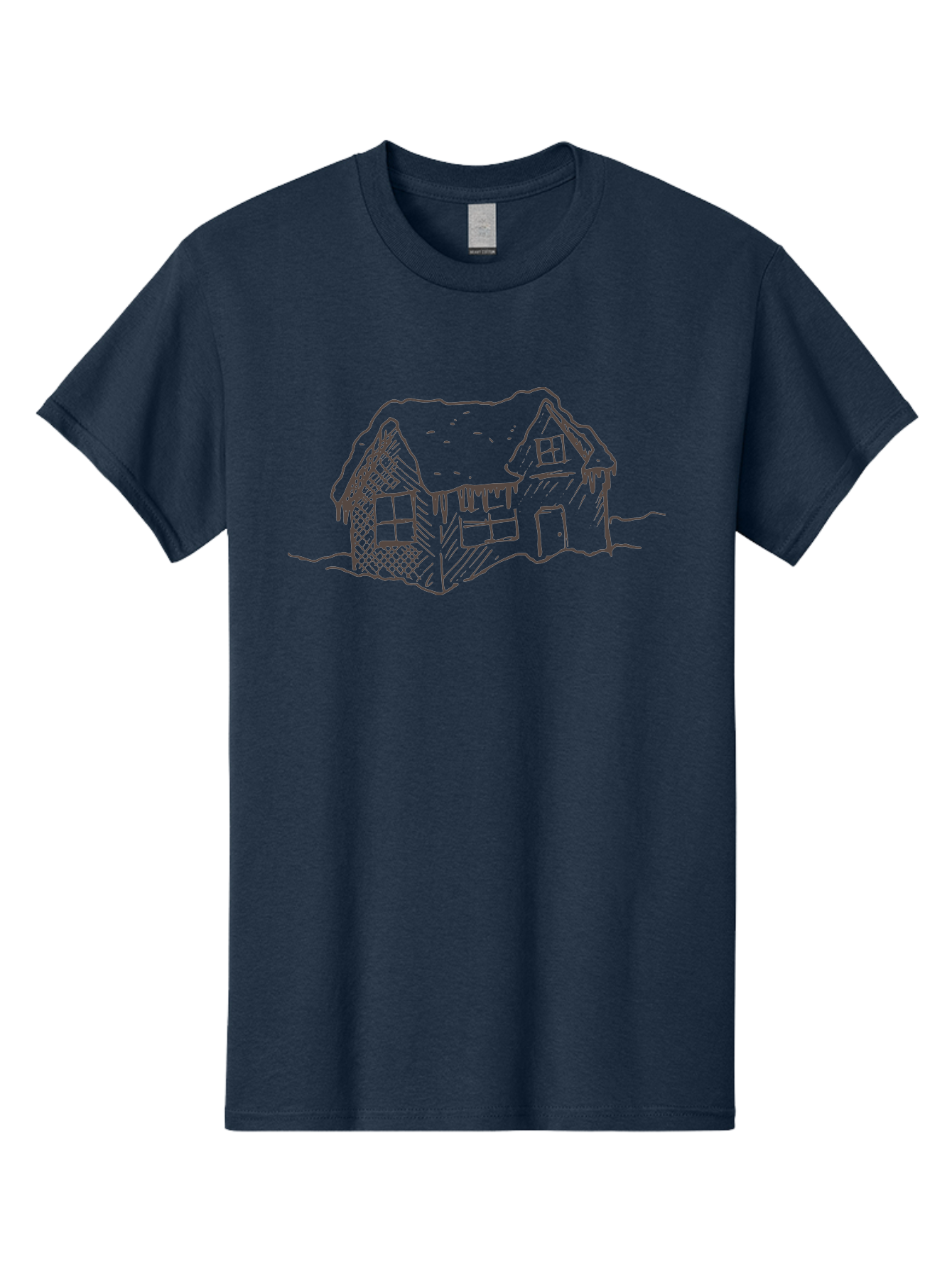 Gingerbread-House Men'S Graphic Tee, 100% Cotton, Comfortable Casual Summer Wear, Machine Washable, Whimsical House, Simple Drawing, Sketch Art, Cottage Design, Dreamy Architecture, Charming Abode, Rustic Charm, Hand-Drawn Illustration -  Aaa896 19