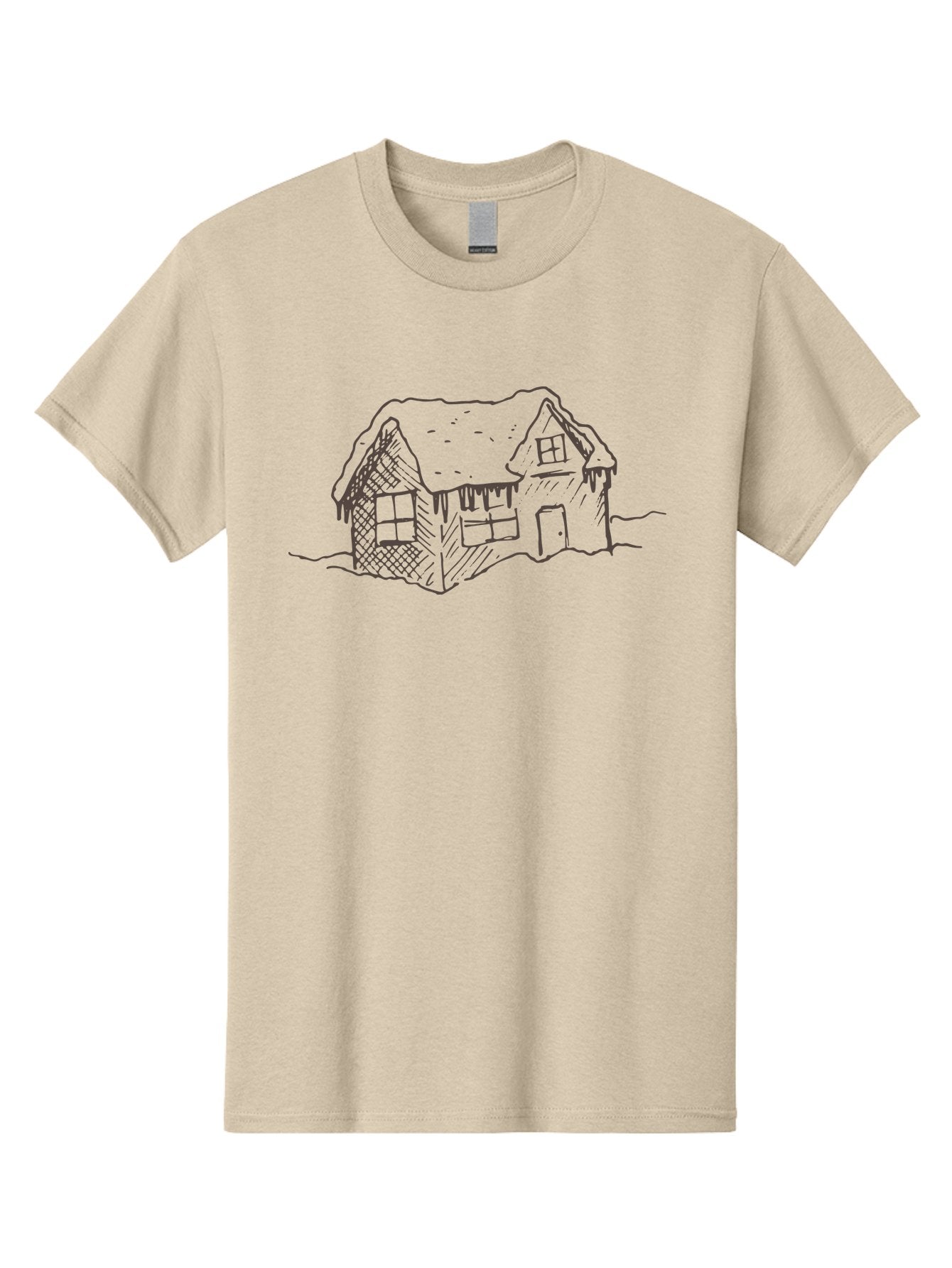 Gingerbread-House Men'S Graphic Tee, 100% Cotton, Comfortable Casual Summer Wear, Machine Washable, Whimsical House, Simple Drawing, Sketch Art, Cottage Design, Dreamy Architecture, Charming Abode, Rustic Charm, Hand-Drawn Illustration -  Aaa896 4