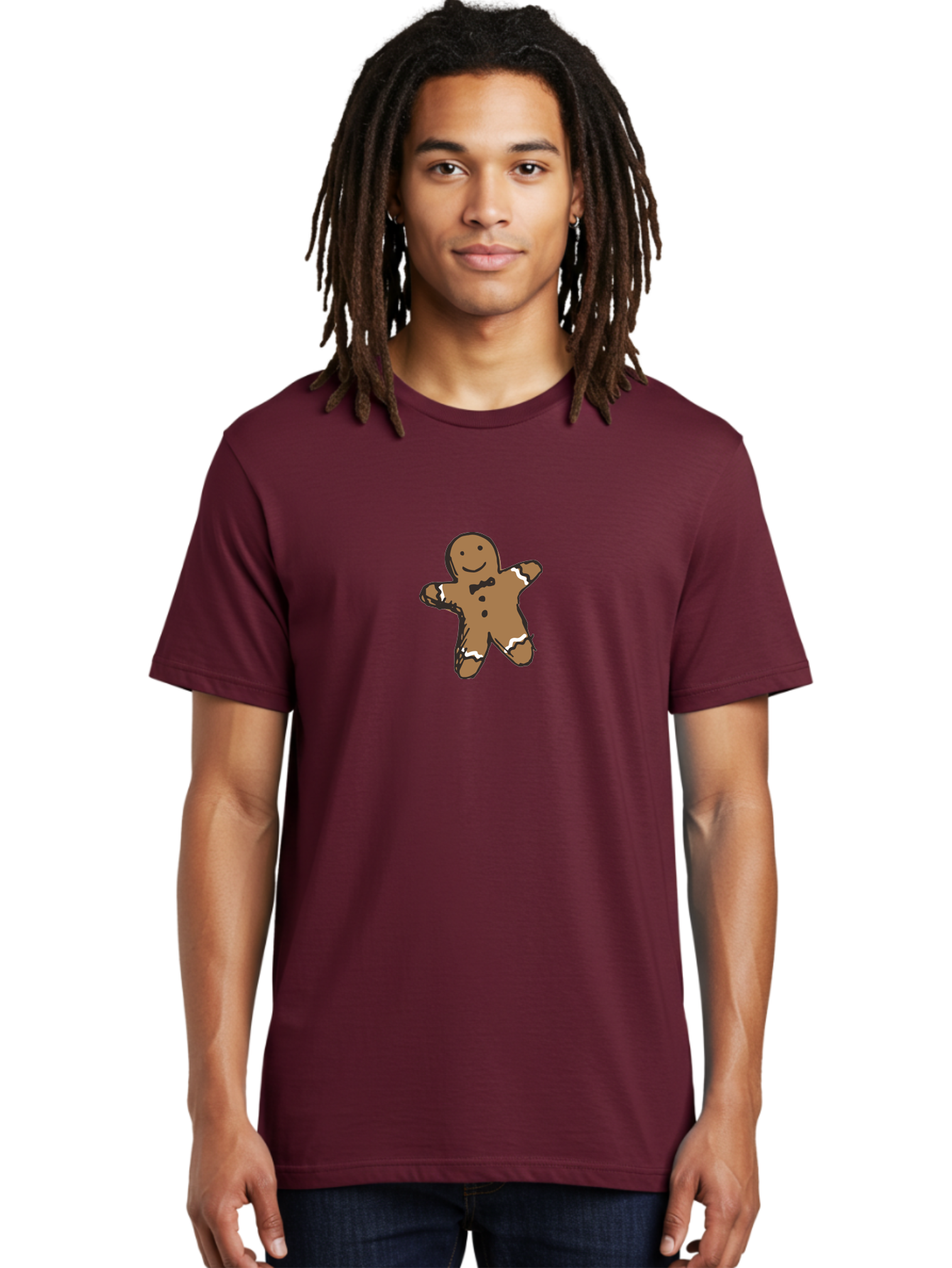 Gingerbread-Man-3 Men'S Graphic Tee, 100% Cotton, Comfortable Casual Summer Wear, Machine Washable, Gingerbread Man, Festive Treat, Holiday Cookie, Sweet Delight, Icing Decorations, Cartoon Character, Christmas Cookie, Baking Fun -  Aaa899