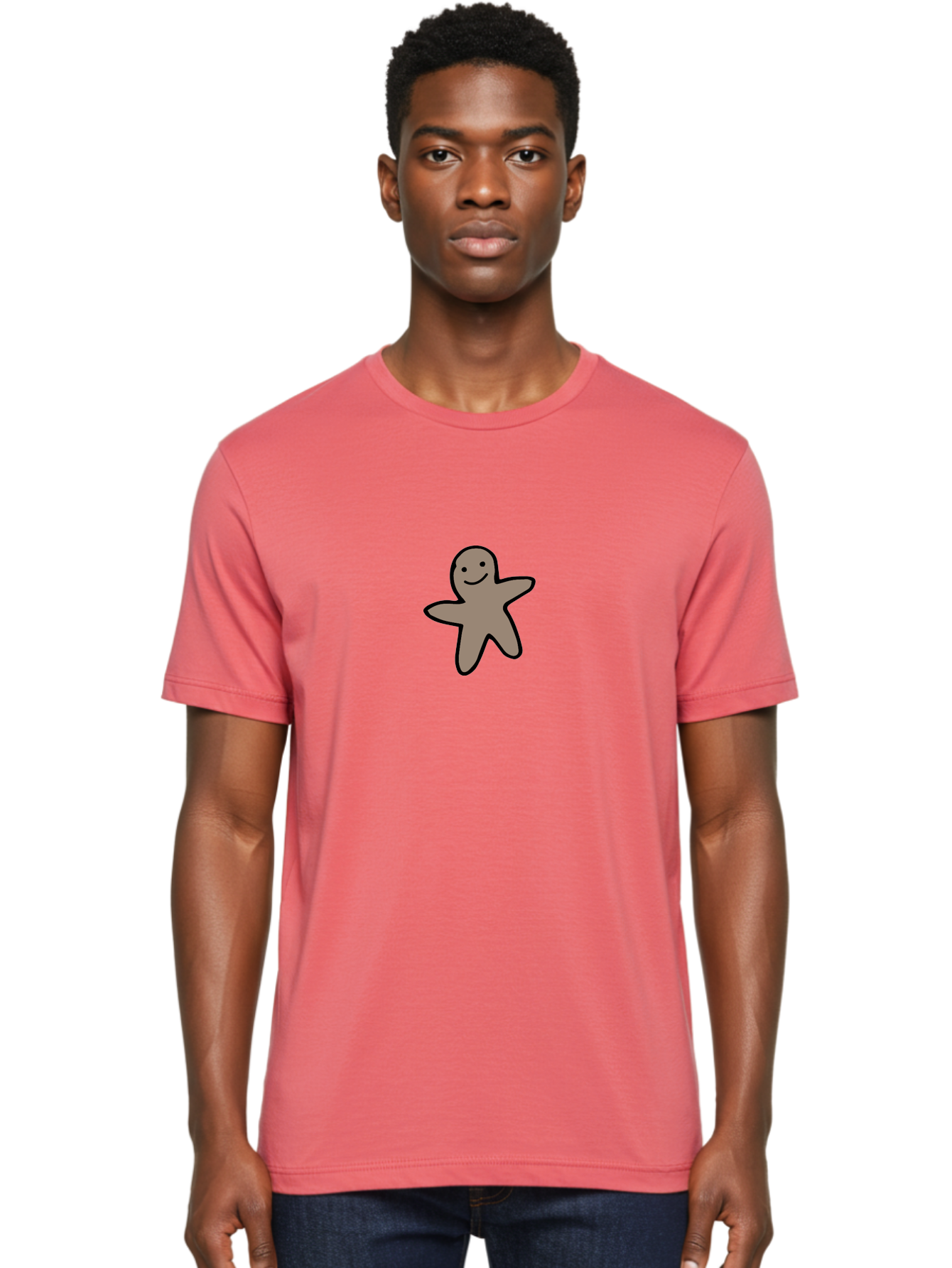 Gingerbread-Man-5 Men'S Graphic Tee, 100% Cotton, Comfortable Casual Summer Wear, Machine Washable, Cartoon Character, Gingerbread Man, Black Outline, Smiling Face, Festive Treat, Holiday Baking, Sweet Delight, Cookie Love, Adorable Figure -  Aaa901 24
