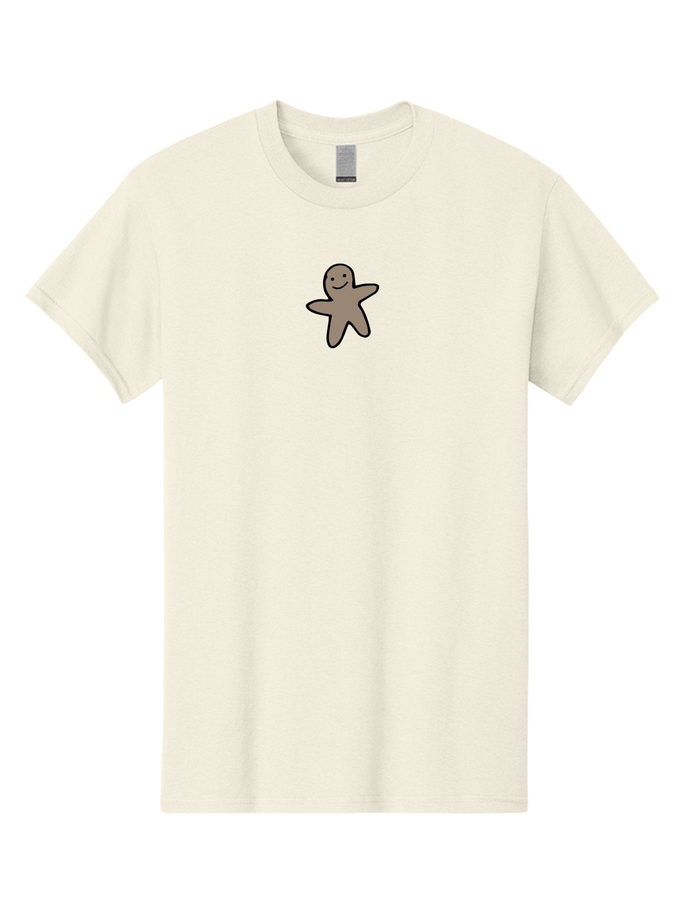 Gingerbread-Man-5 Men'S Graphic Tee, 100% Cotton, Comfortable Casual Summer Wear, Machine Washable, Cartoon Character, Gingerbread Man, Black Outline, Smiling Face, Festive Treat, Holiday Baking, Sweet Delight, Cookie Love, Adorable Figure -  Aaa901
