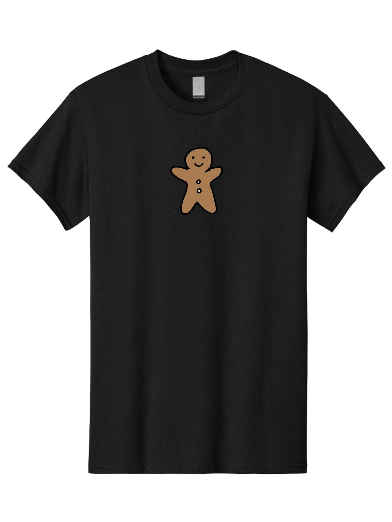 Gingerbread-Man-6 Men'S Graphic Tee, 100% Cotton, Comfortable Casual Summer Wear, Machine Washable, Gingerbread Man, Cartoon Character, Smiling Face, Black Outline, Sweet Treat, Holiday Cookie, Festive Dessert, Whimsical Illustration, -  Aaa902 6
