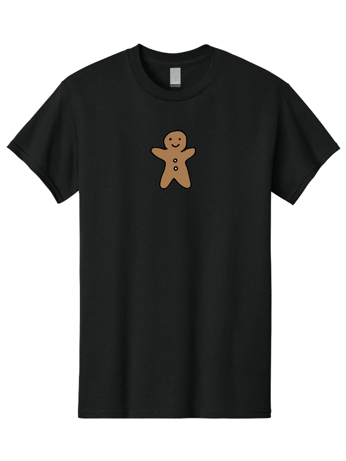 Gingerbread-Man-6 Men'S Graphic Tee, 100% Cotton, Comfortable Casual Summer Wear, Machine Washable, Gingerbread Man, Cartoon Character, Smiling Face, Black Outline, Sweet Treat, Holiday Cookie, Festive Dessert, Whimsical Illustration, -  Aaa902