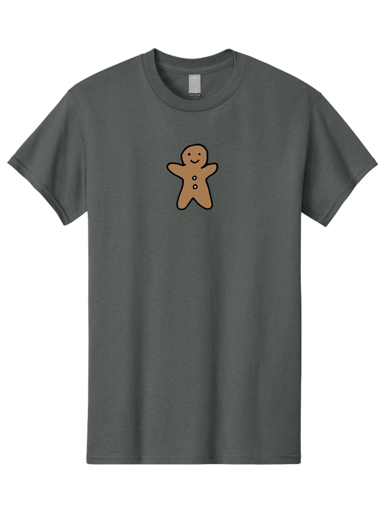 Gingerbread-Man-6 Men'S Graphic Tee, 100% Cotton, Comfortable Casual Summer Wear, Machine Washable, Gingerbread Man, Cartoon Character, Smiling Face, Black Outline, Sweet Treat, Holiday Cookie, Festive Dessert, Whimsical Illustration, -  Aaa902