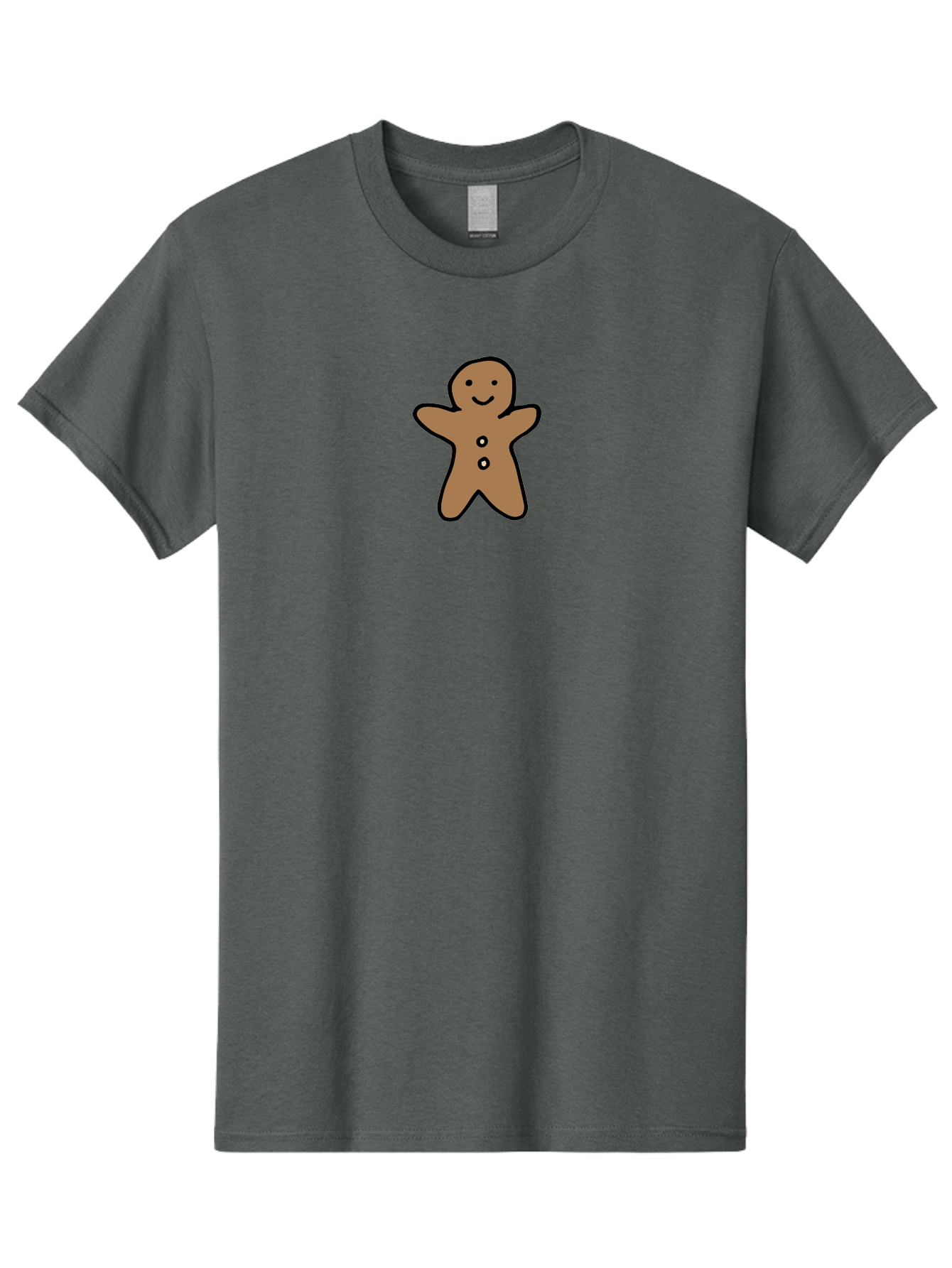 Gingerbread-Man-6 Men'S Graphic Tee, 100% Cotton, Comfortable Casual Summer Wear, Machine Washable, Gingerbread Man, Cartoon Character, Smiling Face, Black Outline, Sweet Treat, Holiday Cookie, Festive Dessert, Whimsical Illustration, -  Aaa902 3