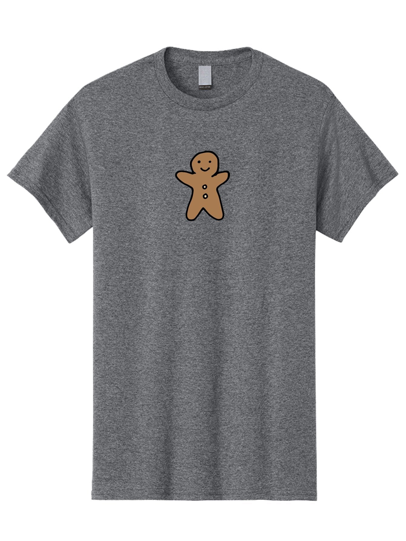 Gingerbread-Man-6 Men'S Graphic Tee, 100% Cotton, Comfortable Casual Summer Wear, Machine Washable, Gingerbread Man, Cartoon Character, Smiling Face, Black Outline, Sweet Treat, Holiday Cookie, Festive Dessert, Whimsical Illustration, -  Aaa902 14