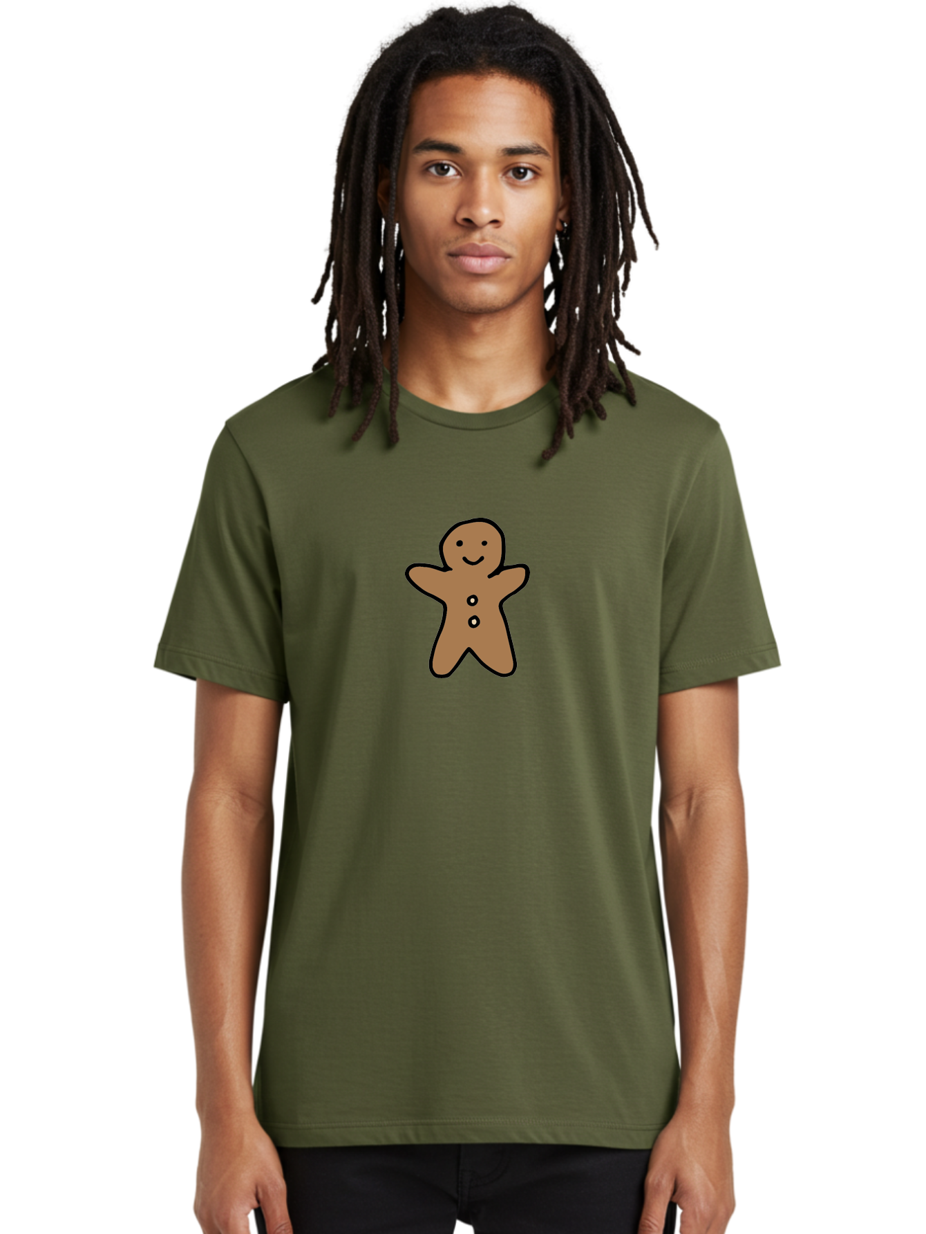 Gingerbread-Man-6 Men'S Graphic Tee, 100% Cotton, Comfortable Casual Summer Wear, Machine Washable, Gingerbread Man, Cartoon Character, Smiling Face, Black Outline, Sweet Treat, Holiday Cookie, Festive Dessert, Whimsical Illustration, -  Aaa902 16