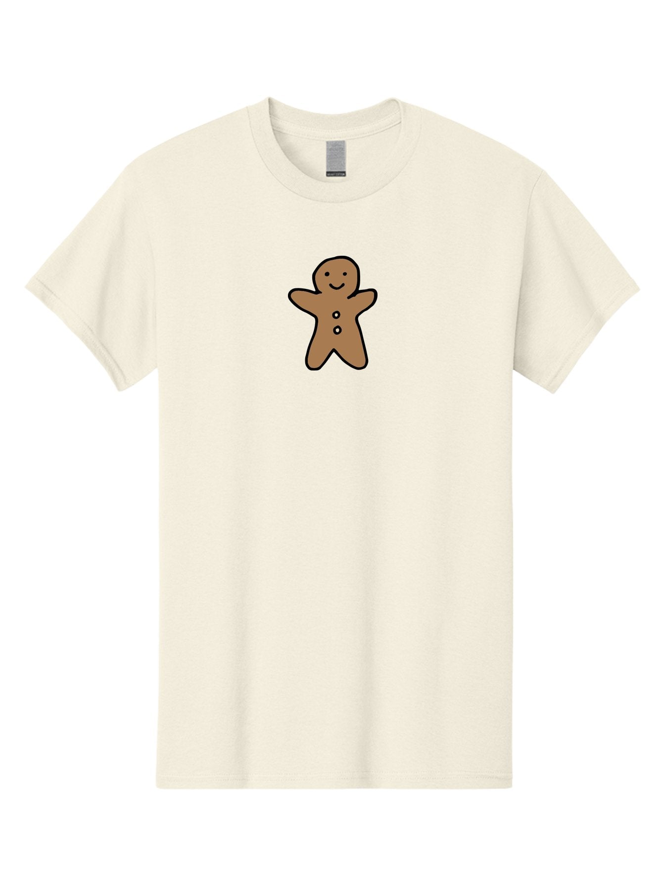 Gingerbread-Man-6 Men'S Graphic Tee, 100% Cotton, Comfortable Casual Summer Wear, Machine Washable, Gingerbread Man, Cartoon Character, Smiling Face, Black Outline, Sweet Treat, Holiday Cookie, Festive Dessert, Whimsical Illustration, -  Aaa902 3