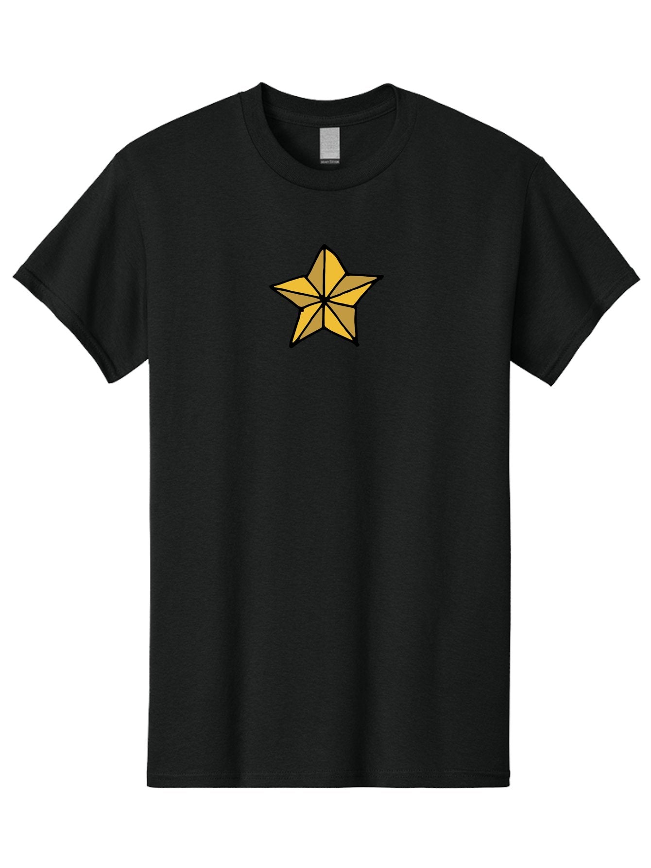 Golden-Star Men'S Graphic Tee, 100% Cotton, Comfortable Casual Summer Wear, Machine Washable, Gold Star, Cartoon Style, Stylized Star, Golden Color, Bold Lines, Simple Design, Festive Symbol, Decorative Element -  Aaa905 12