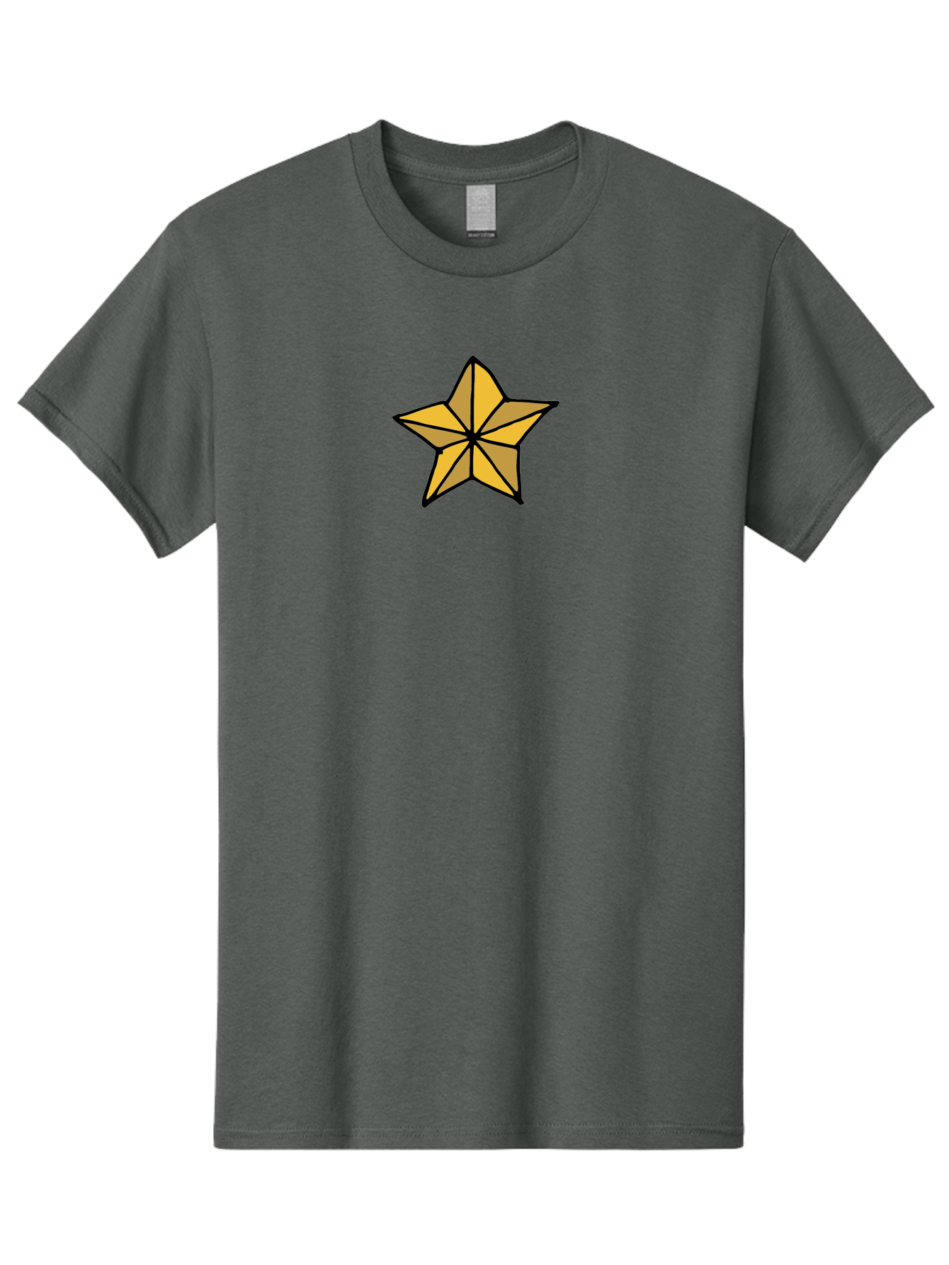 Golden-Star Men'S Graphic Tee, 100% Cotton, Comfortable Casual Summer Wear, Machine Washable, Gold Star, Cartoon Style, Stylized Star, Golden Color, Bold Lines, Simple Design, Festive Symbol, Decorative Element -  Aaa905 3