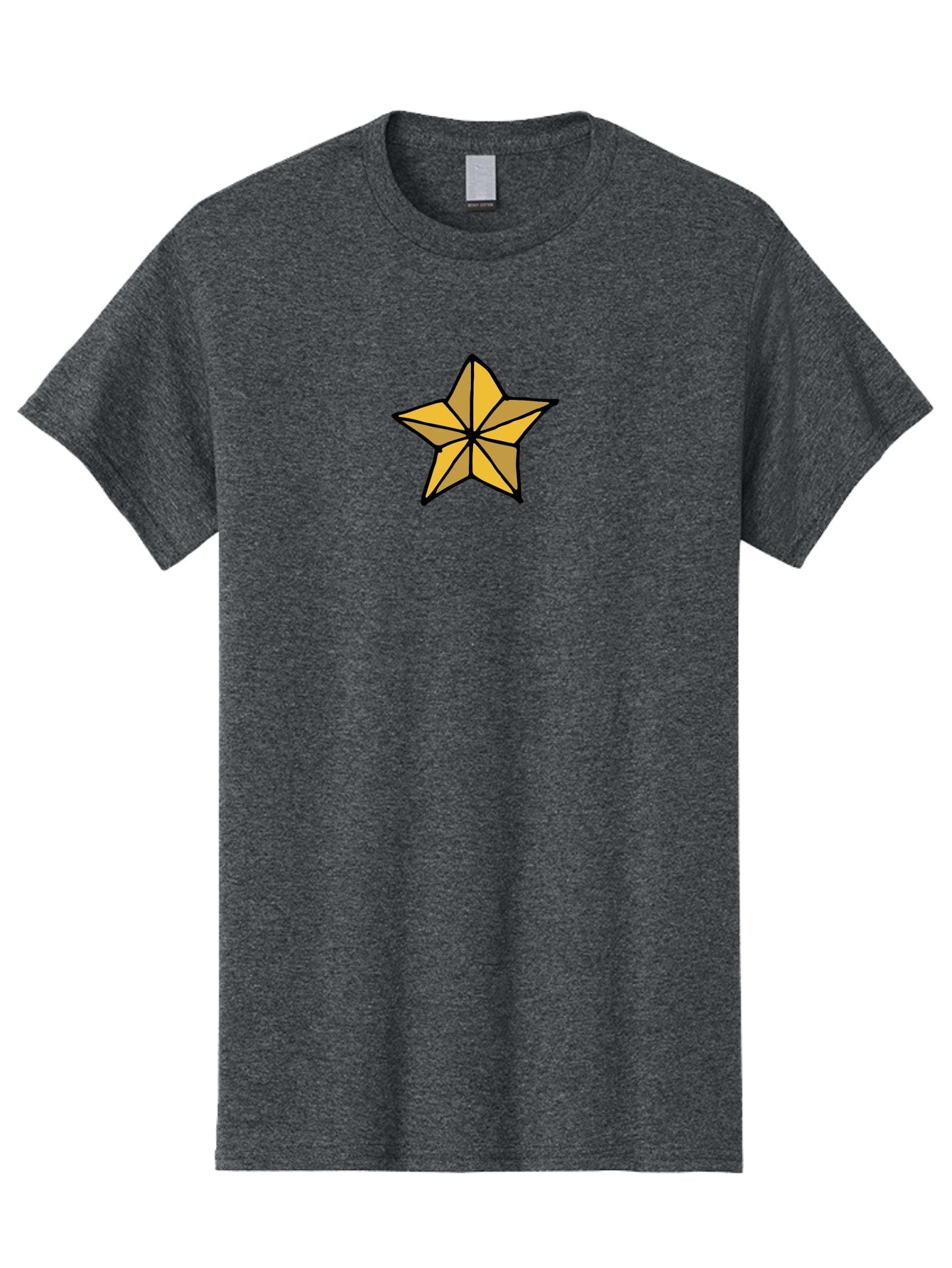 Golden-Star Men'S Graphic Tee, 100% Cotton, Comfortable Casual Summer Wear, Machine Washable, Gold Star, Cartoon Style, Stylized Star, Golden Color, Bold Lines, Simple Design, Festive Symbol, Decorative Element -  Aaa905 15