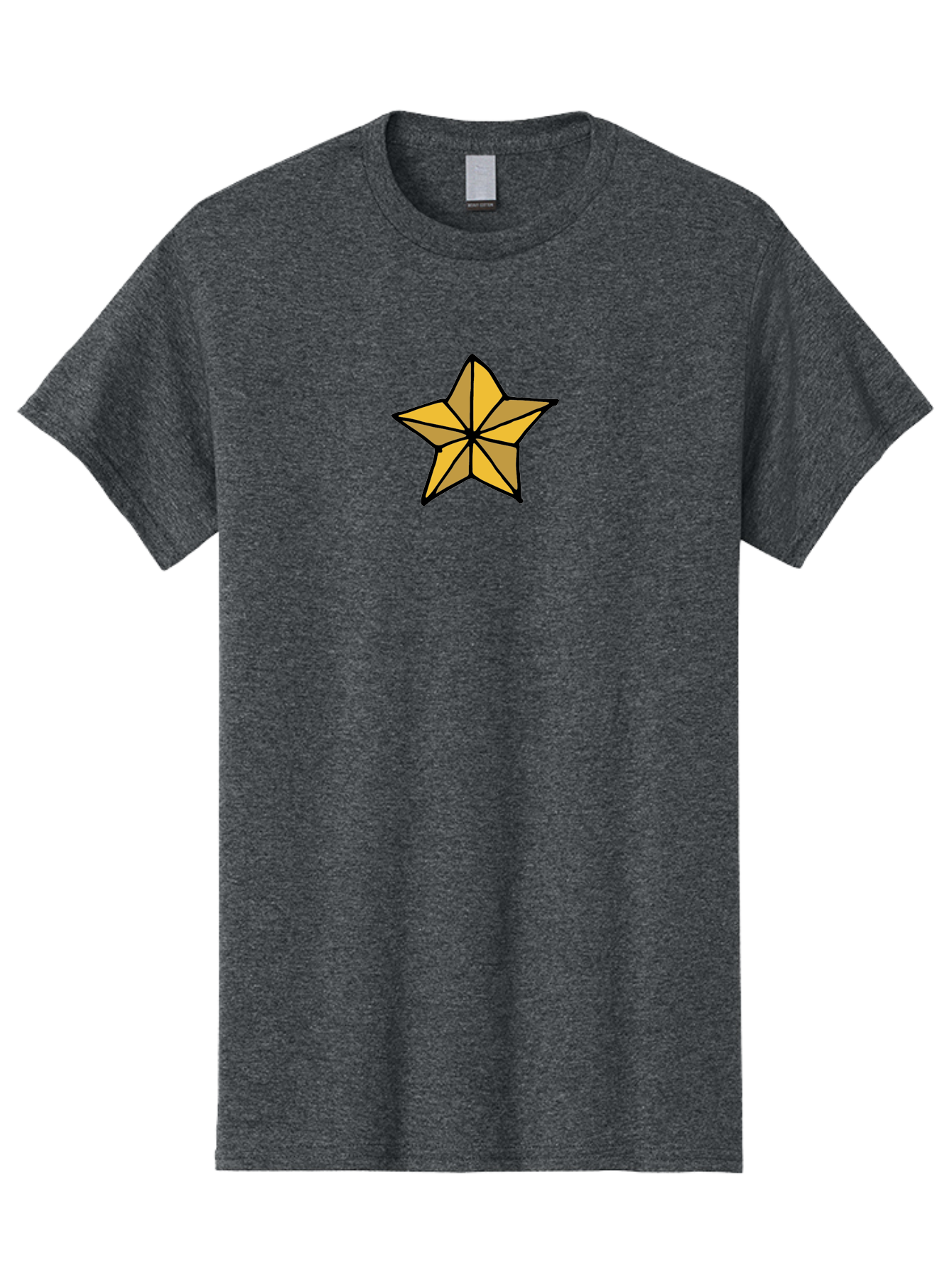 Golden-Star Men'S Graphic Tee, 100% Cotton, Comfortable Casual Summer Wear, Machine Washable, Gold Star, Cartoon Style, Stylized Star, Golden Color, Bold Lines, Simple Design, Festive Symbol, Decorative Element -  Aaa905 7