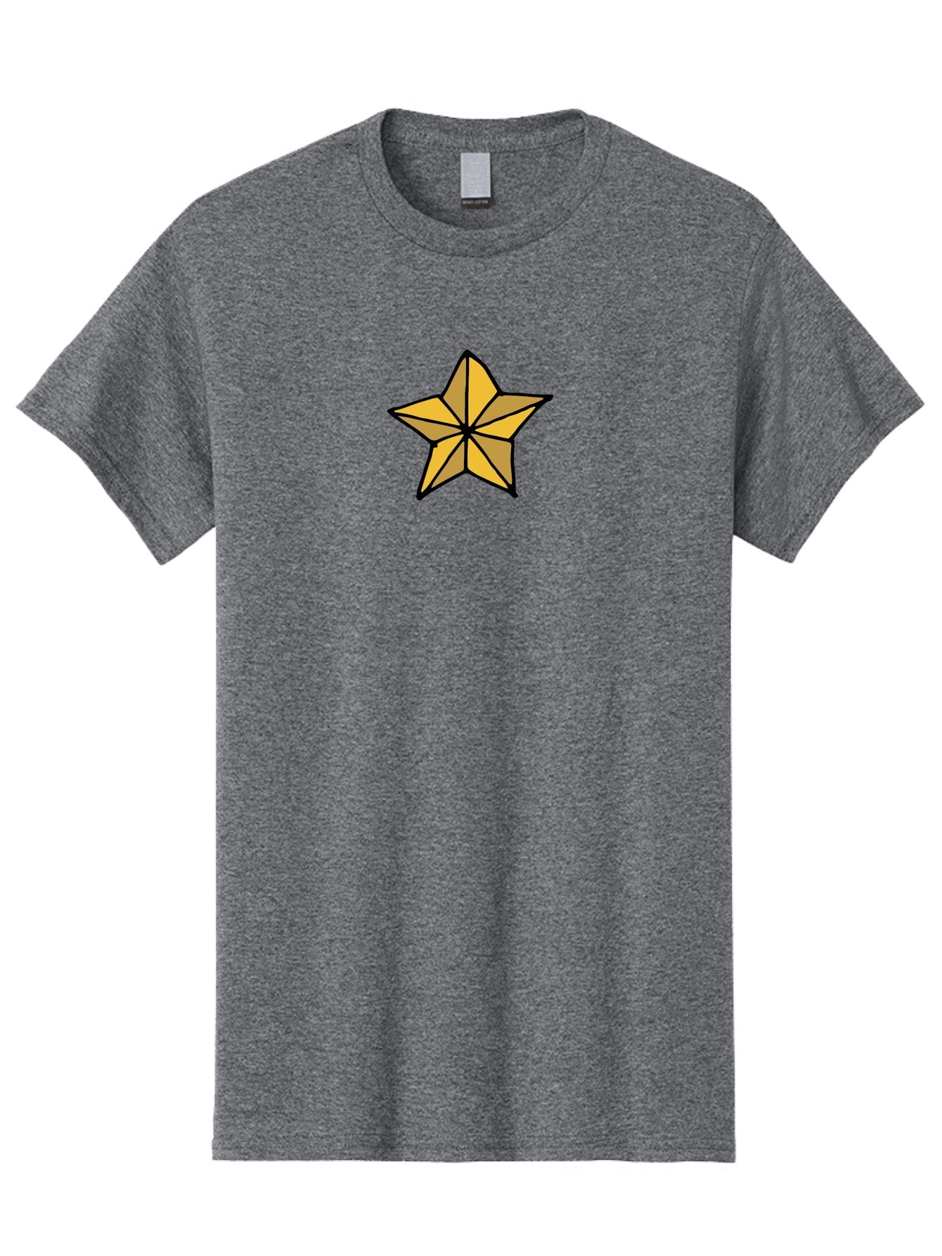 Golden-Star Men'S Graphic Tee, 100% Cotton, Comfortable Casual Summer Wear, Machine Washable, Gold Star, Cartoon Style, Stylized Star, Golden Color, Bold Lines, Simple Design, Festive Symbol, Decorative Element -  Aaa905 8