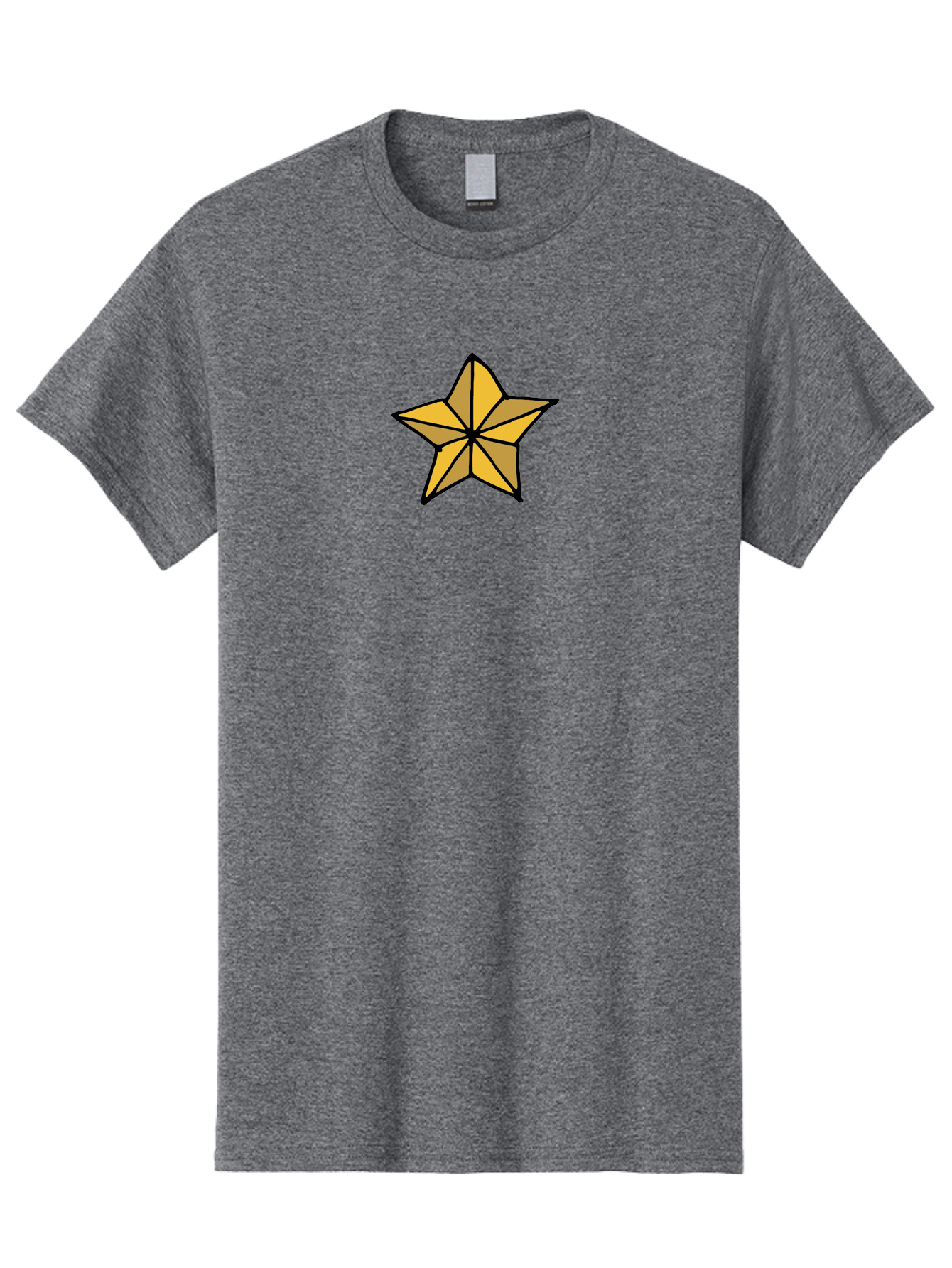 Golden-Star Men'S Graphic Tee, 100% Cotton, Comfortable Casual Summer Wear, Machine Washable, Gold Star, Cartoon Style, Stylized Star, Golden Color, Bold Lines, Simple Design, Festive Symbol, Decorative Element -  Aaa905 9