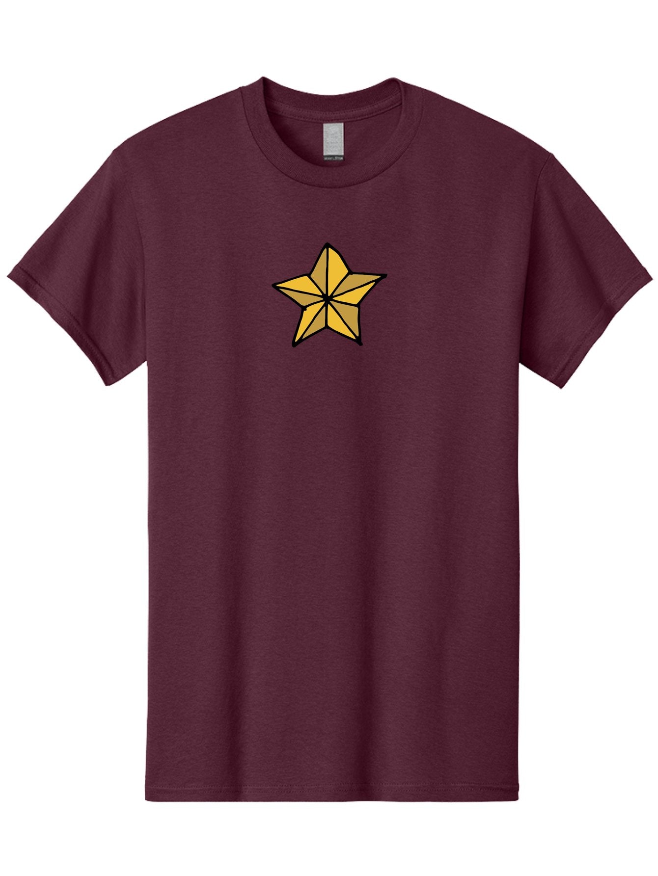 Golden-Star Men'S Graphic Tee, 100% Cotton, Comfortable Casual Summer Wear, Machine Washable, Gold Star, Cartoon Style, Stylized Star, Golden Color, Bold Lines, Simple Design, Festive Symbol, Decorative Element -  Aaa905 10