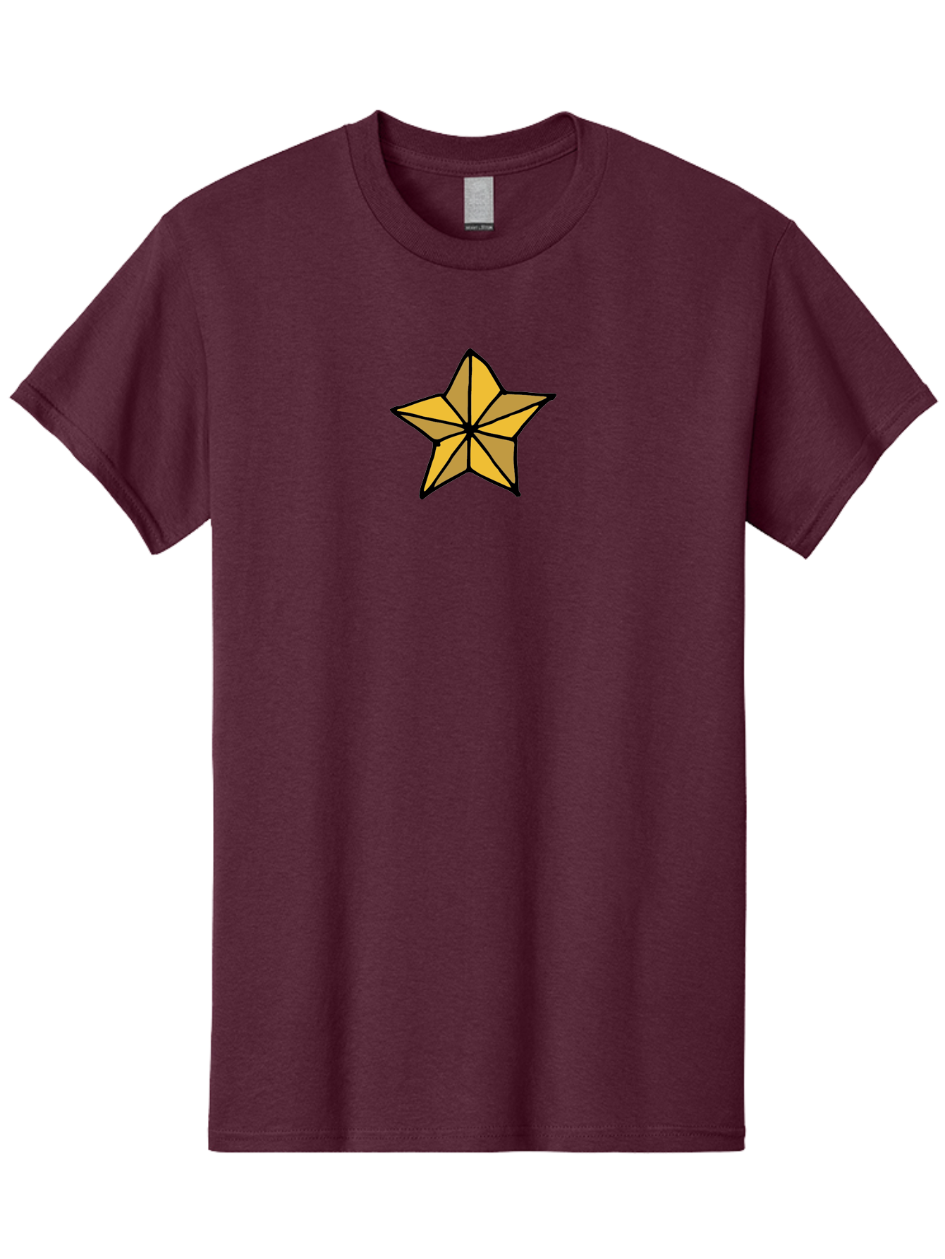 Golden-Star Men'S Graphic Tee, 100% Cotton, Comfortable Casual Summer Wear, Machine Washable, Gold Star, Cartoon Style, Stylized Star, Golden Color, Bold Lines, Simple Design, Festive Symbol, Decorative Element -  Aaa905 13