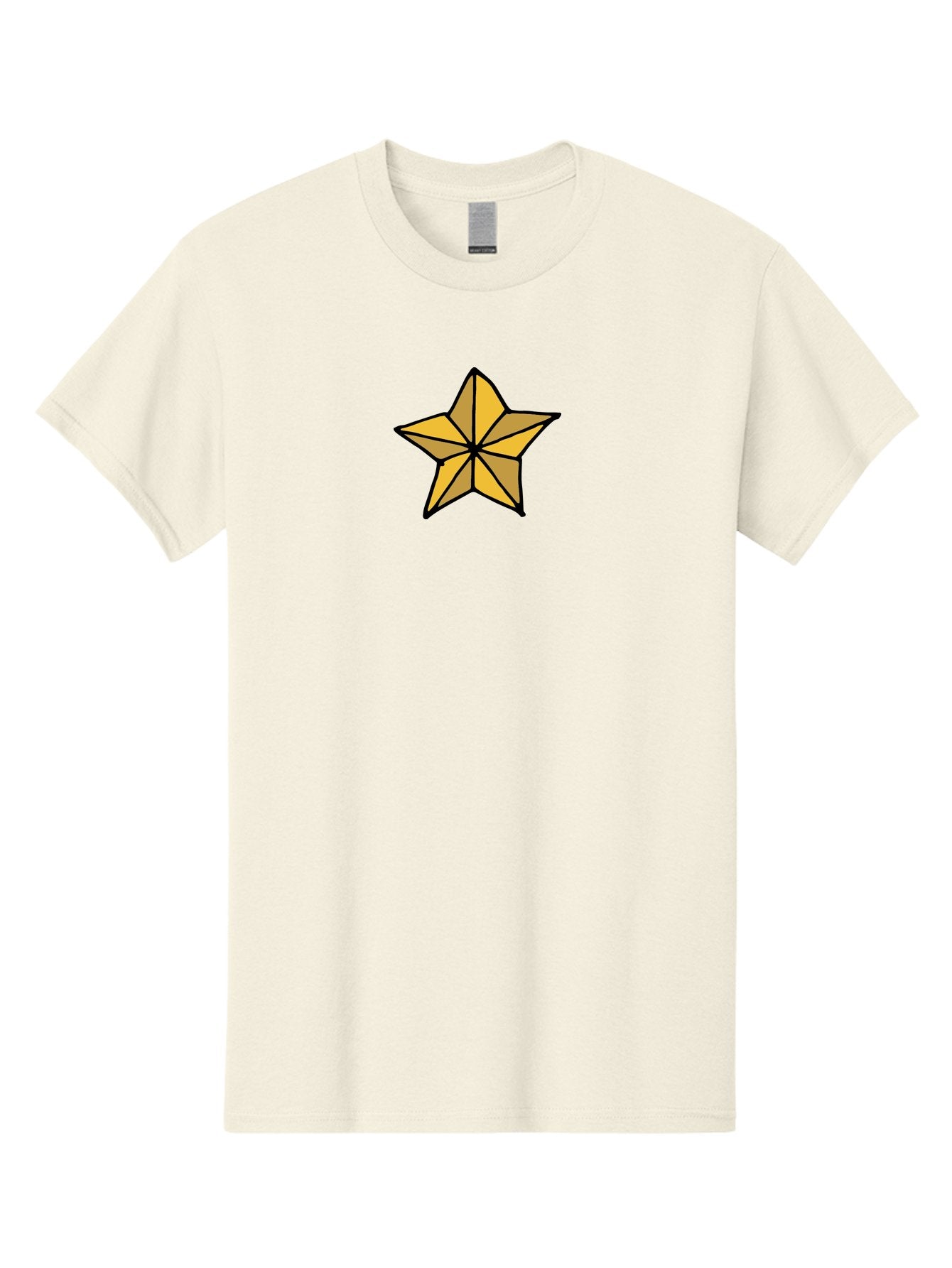 Golden-Star Men'S Graphic Tee, 100% Cotton, Comfortable Casual Summer Wear, Machine Washable, Gold Star, Cartoon Style, Stylized Star, Golden Color, Bold Lines, Simple Design, Festive Symbol, Decorative Element -  Aaa905 13