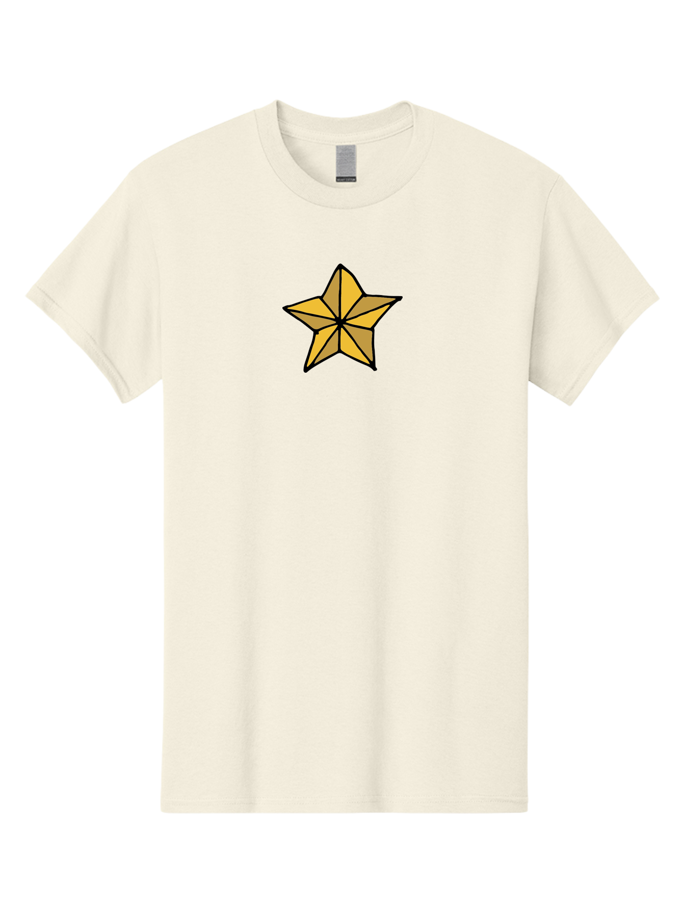 Golden-Star Men'S Graphic Tee, 100% Cotton, Comfortable Casual Summer Wear, Machine Washable, Gold Star, Cartoon Style, Stylized Star, Golden Color, Bold Lines, Simple Design, Festive Symbol, Decorative Element -  Aaa905 17
