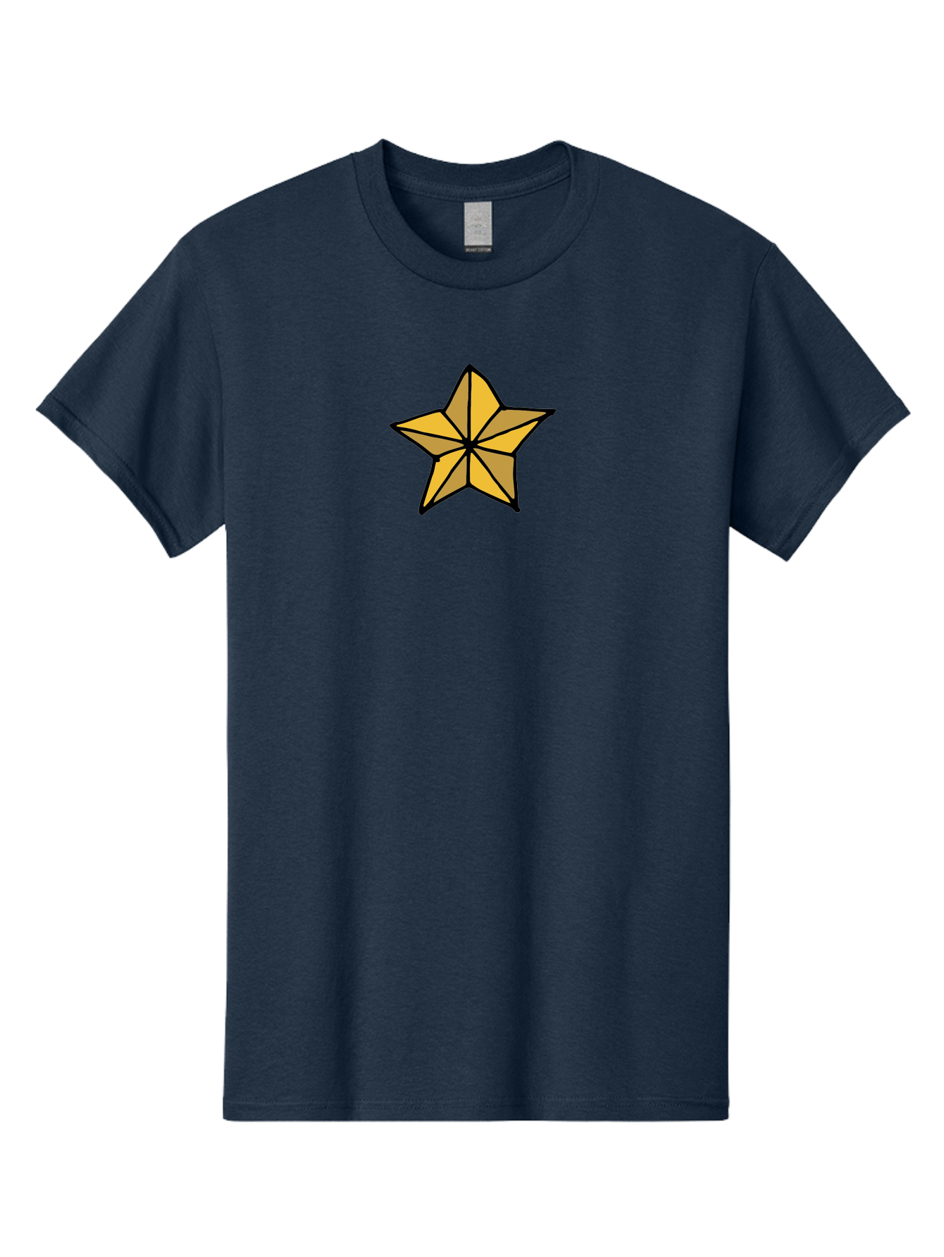 Golden-Star Men'S Graphic Tee, 100% Cotton, Comfortable Casual Summer Wear, Machine Washable, Gold Star, Cartoon Style, Stylized Star, Golden Color, Bold Lines, Simple Design, Festive Symbol, Decorative Element -  Aaa905 19