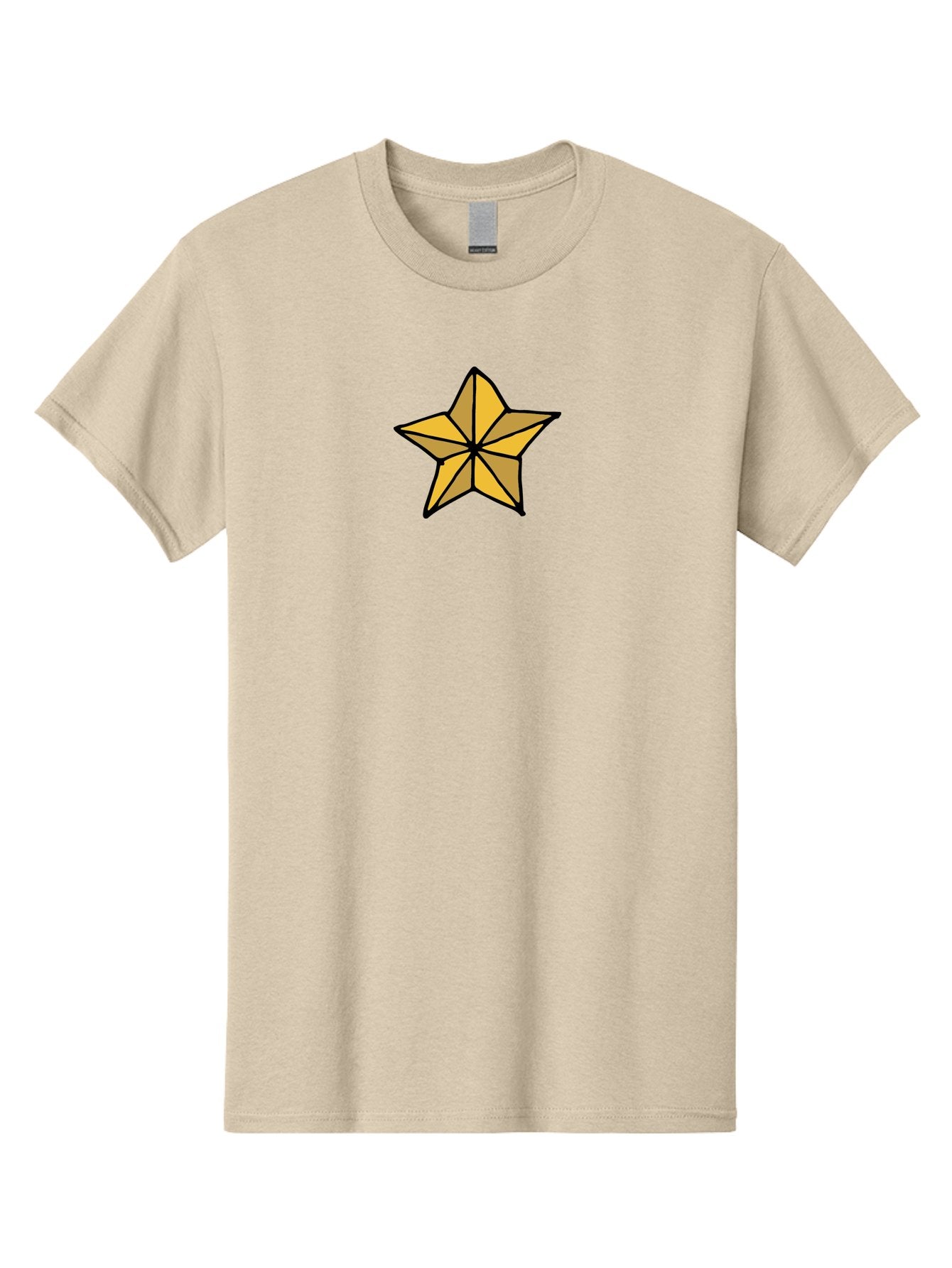 Golden-Star Men'S Graphic Tee, 100% Cotton, Comfortable Casual Summer Wear, Machine Washable, Gold Star, Cartoon Style, Stylized Star, Golden Color, Bold Lines, Simple Design, Festive Symbol, Decorative Element -  Aaa905 7