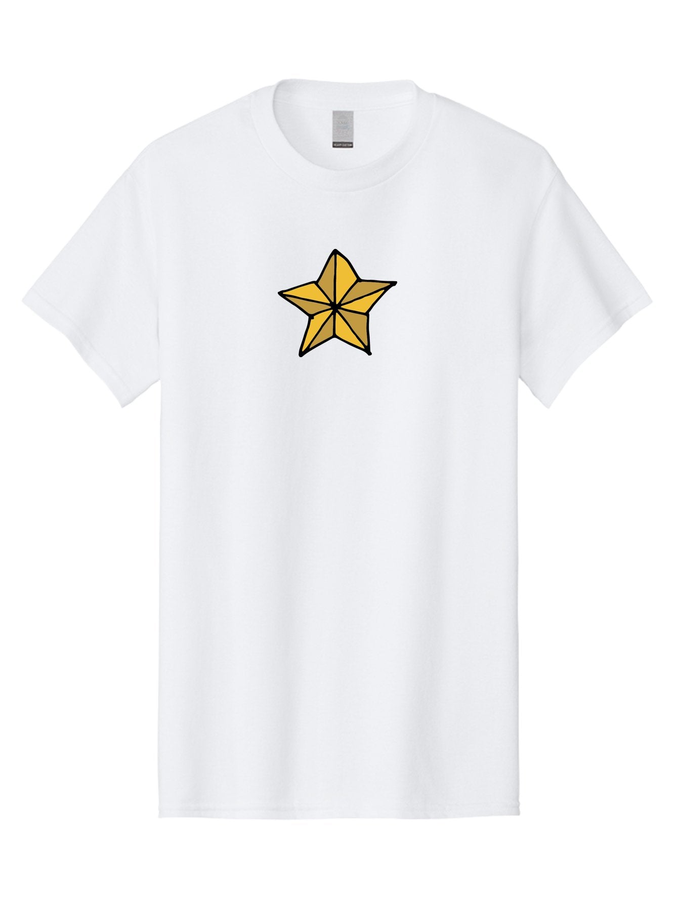 Golden-Star Men'S Graphic Tee, 100% Cotton, Comfortable Casual Summer Wear, Machine Washable, Gold Star, Cartoon Style, Stylized Star, Golden Color, Bold Lines, Simple Design, Festive Symbol, Decorative Element -  Aaa905 3
