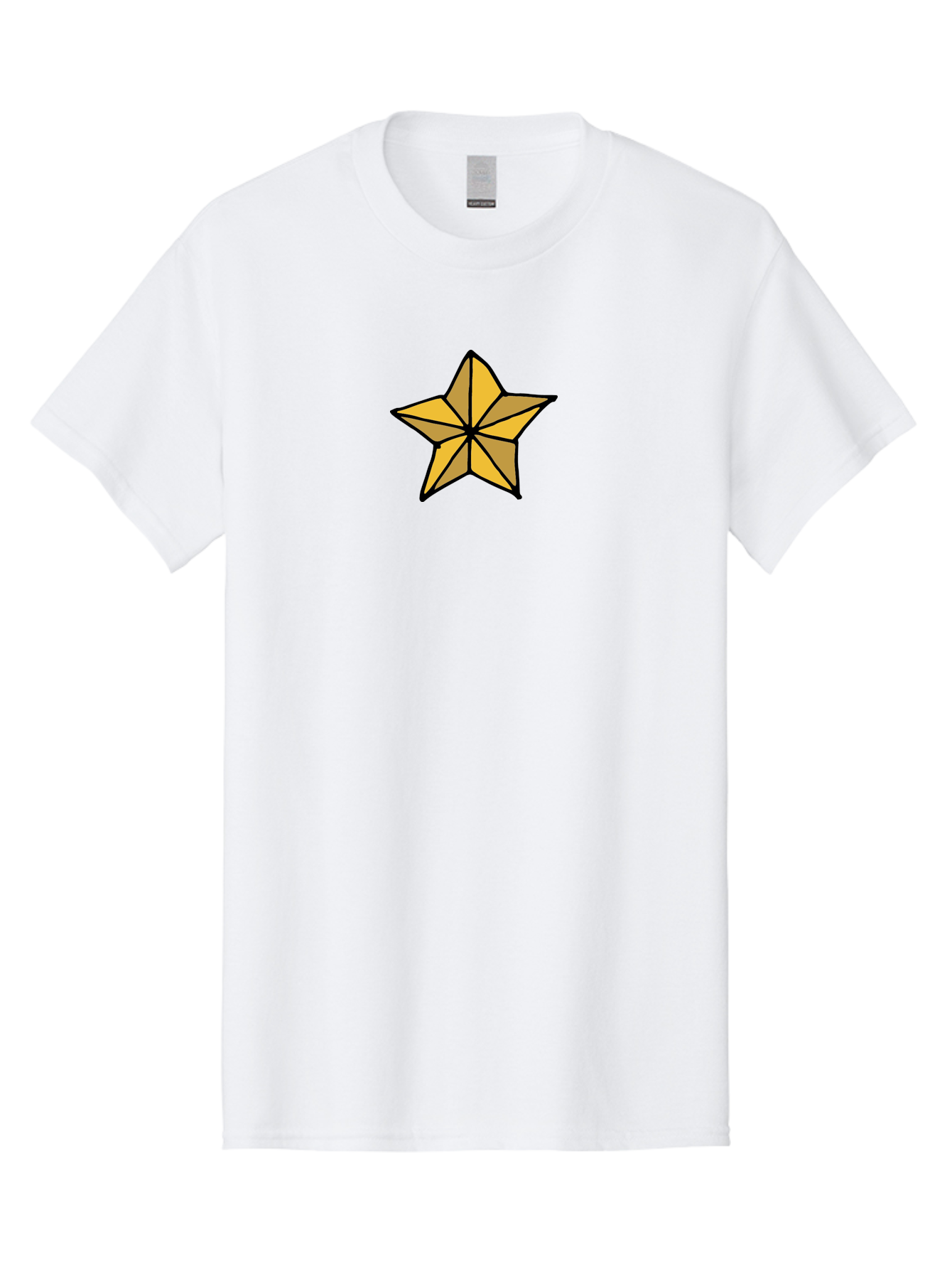 Golden-Star Men'S Graphic Tee, 100% Cotton, Comfortable Casual Summer Wear, Machine Washable, Gold Star, Cartoon Style, Stylized Star, Golden Color, Bold Lines, Simple Design, Festive Symbol, Decorative Element -  Aaa905 29