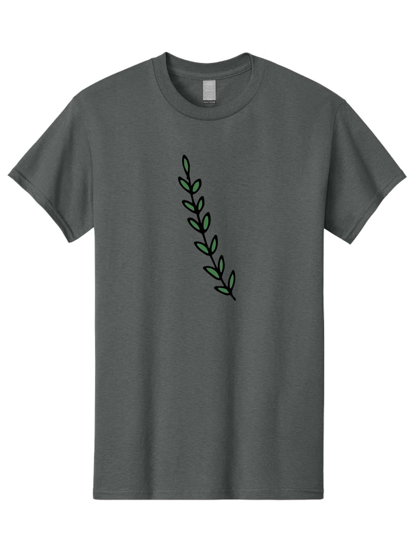 Green-Leaves Men'S Graphic Tee, 100% Cotton, Comfortable Casual Summer Wear, Machine Washable, Simple Stem, Leafy Greens, Minimalist Design, Dark Gray Leaves, Black Outline, Botanical Illustration, Modern Graphics -  Aaa906 5