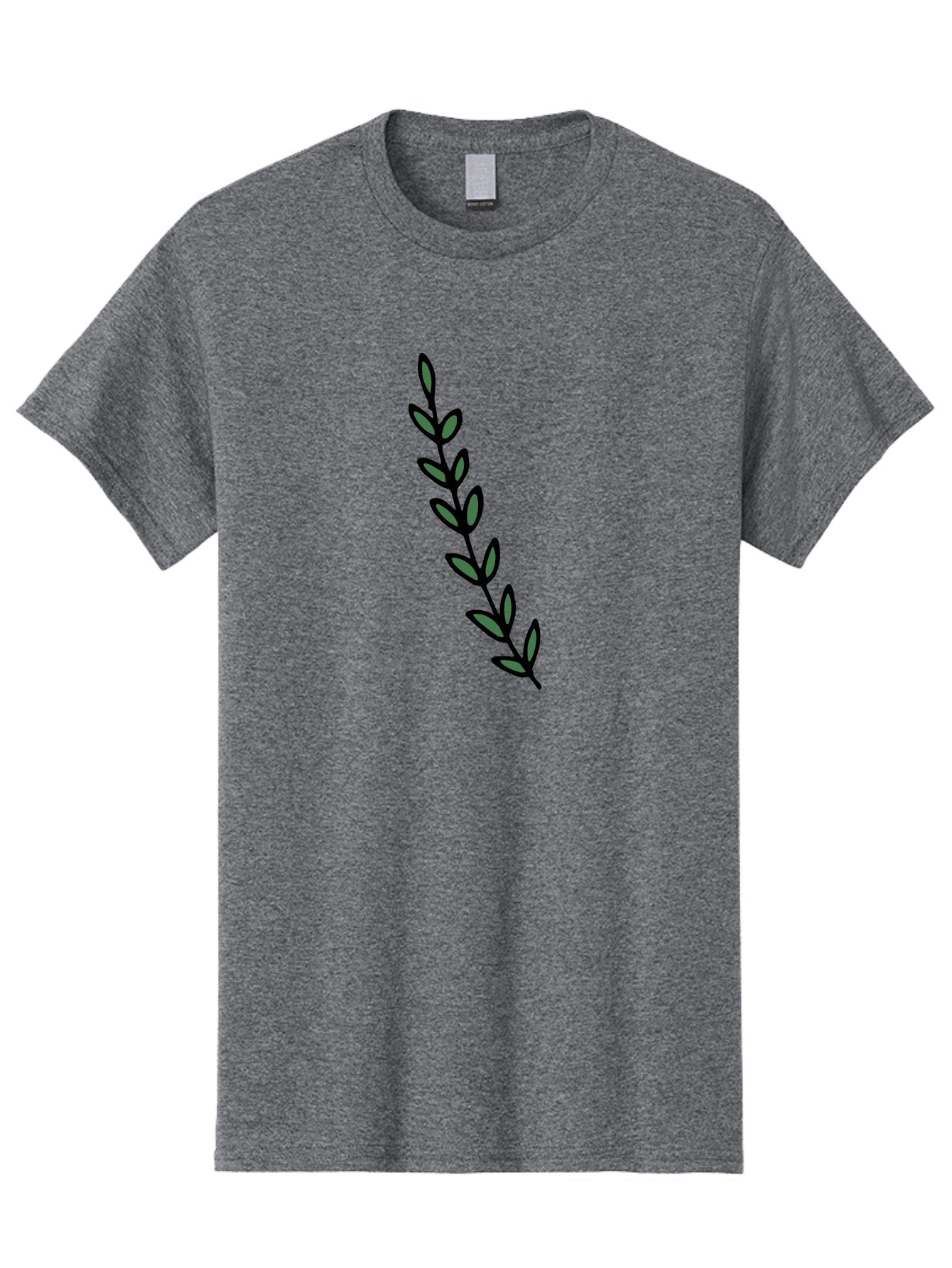 Green-Leaves Men'S Graphic Tee, 100% Cotton, Comfortable Casual Summer Wear, Machine Washable, Simple Stem, Leafy Greens, Minimalist Design, Dark Gray Leaves, Black Outline, Botanical Illustration, Modern Graphics -  Aaa906 15
