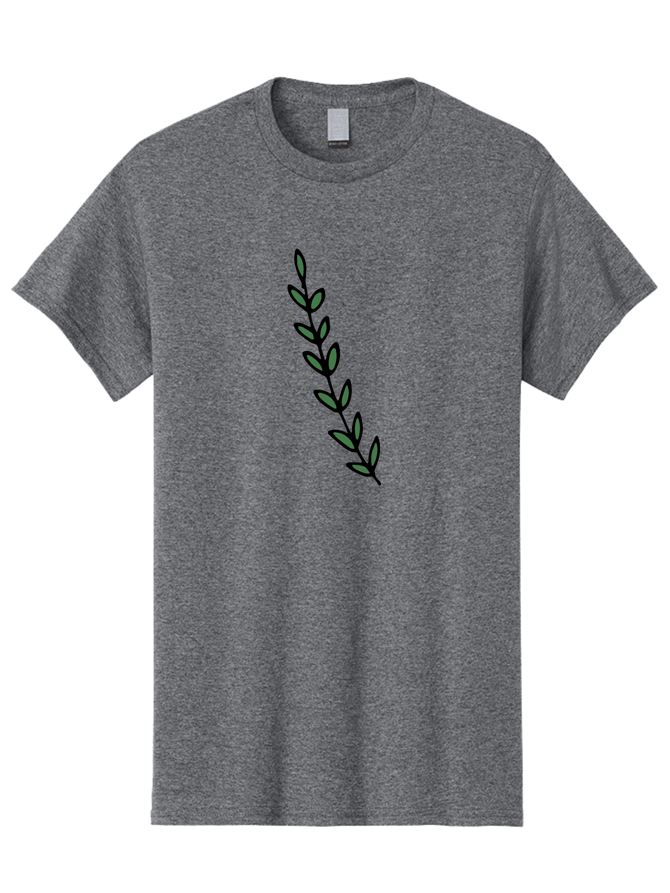 Green-Leaves Men'S Graphic Tee, 100% Cotton, Comfortable Casual Summer Wear, Machine Washable, Simple Stem, Leafy Greens, Minimalist Design, Dark Gray Leaves, Black Outline, Botanical Illustration, Modern Graphics -  Aaa906 9